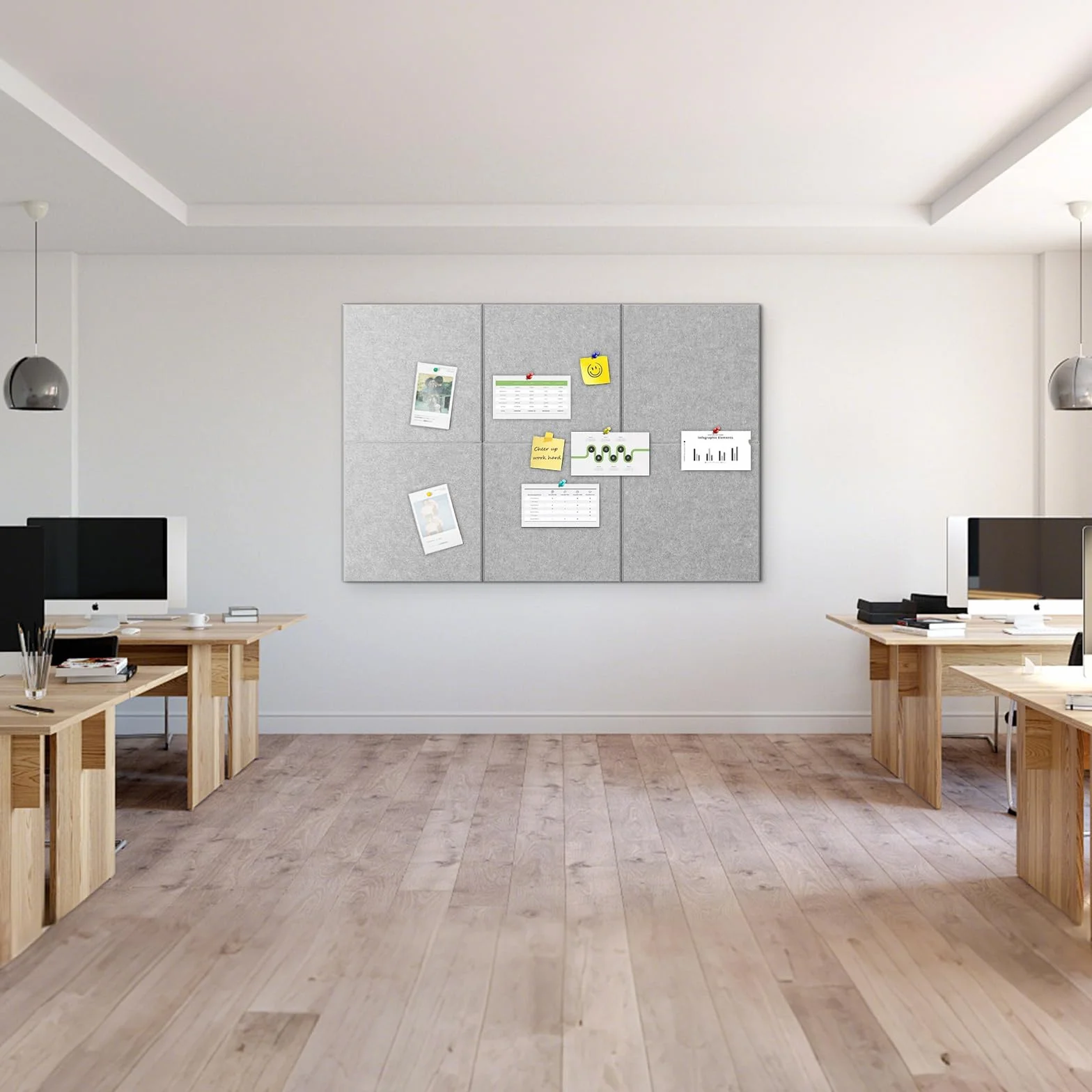 Duża tablica filcowa 90 x 60 cm, 6 sztuk filcowa tablica samoprzylepna, 30 x 30 cm, panele akustyczne, grubość 0,9 cm, tablica ogłoszeń, tablice filcowe, dekoracja ścienna do studia, biura