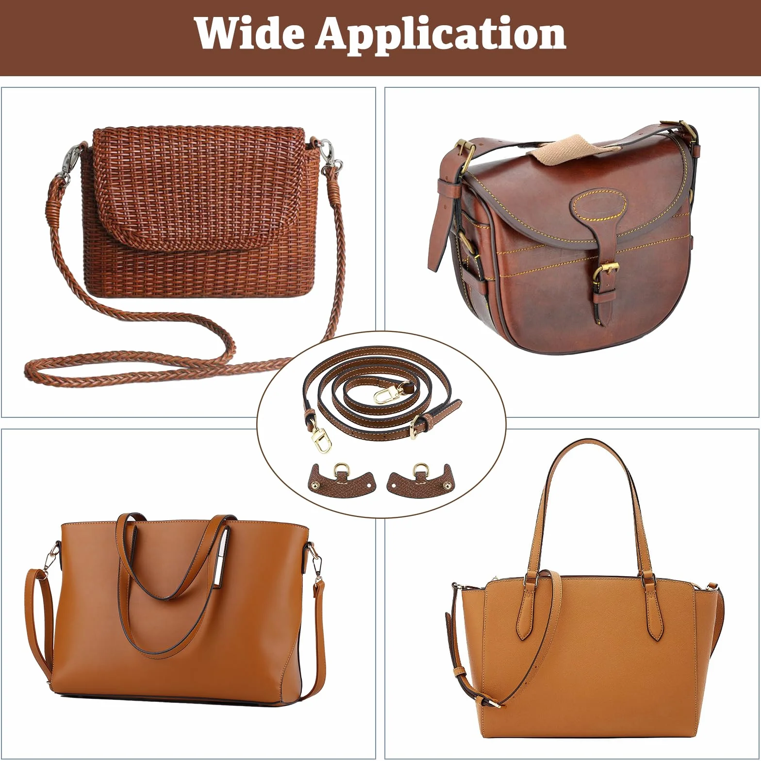 Zocipro Mini Pasek do Torebki Longchamp - Regulowany Skórzany Pasek Crossbody, Bez Dziurkowania, Zapasowy Pasek na Ramię (Brązowy), Uniwersalny Rozmiar