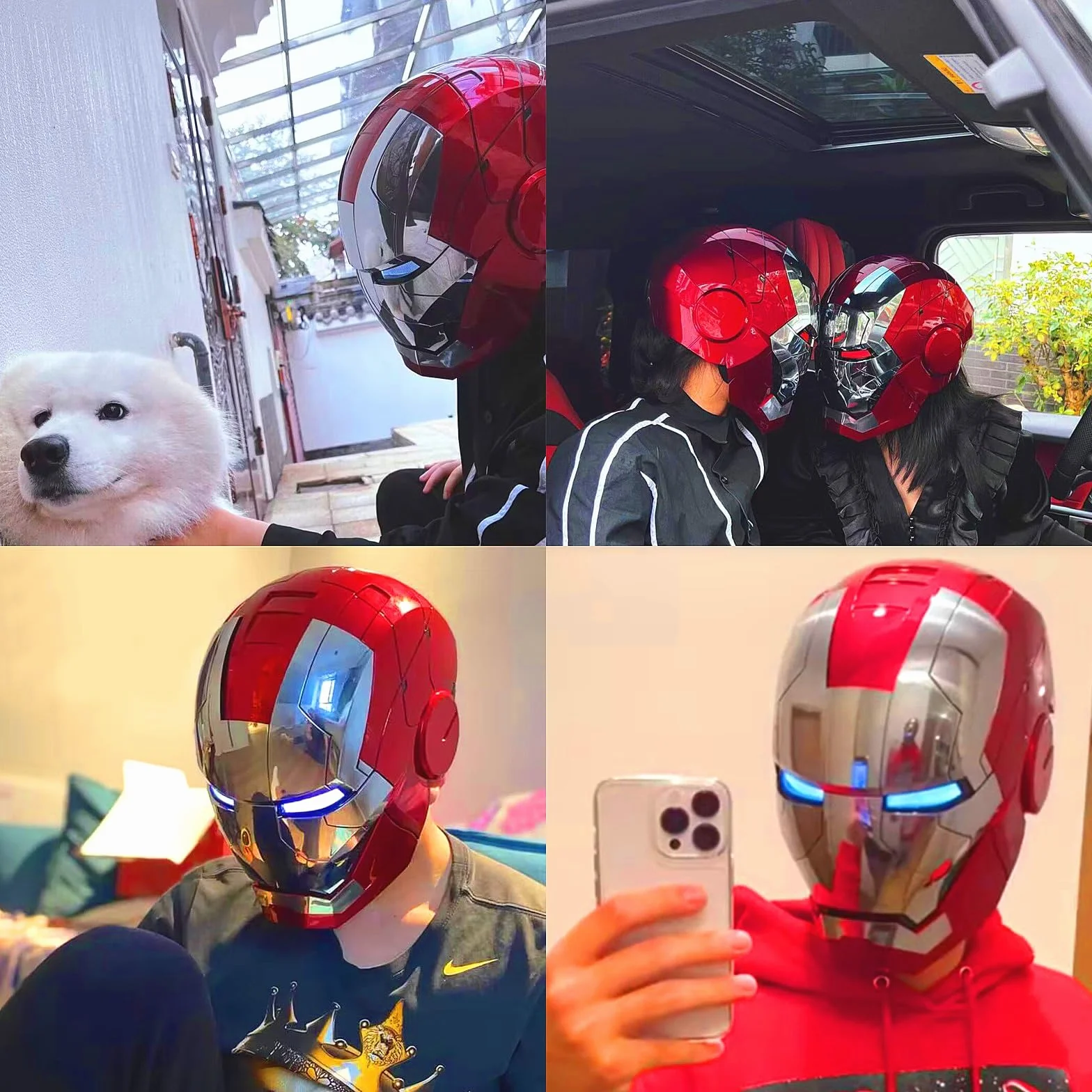 Iron-Man kask elektroniczny MarK 5 sterowanie głosem / wykrywanie otwierania/zamykania walizka pancerz z dźwiękami i diodami LED podświetlany do noszenia super bohater film 1:1 model rekwizyt