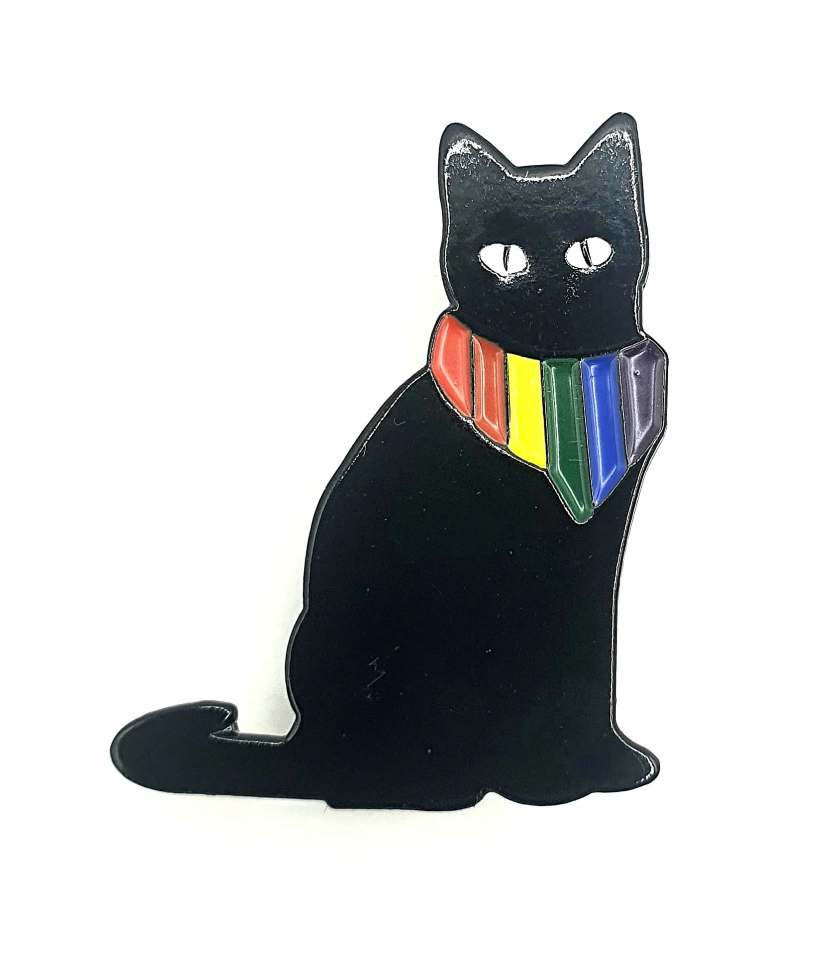 Czarny kot flaga dumy chustka na szyję szalik gej LGBT metalowa przypinka