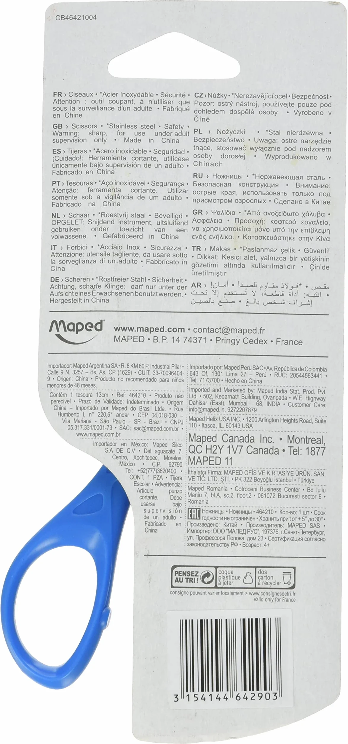Maped Essentials okrągłe nożyczki z stopniowanymi ostrzami - nożyczki 13 cm - niebieskie