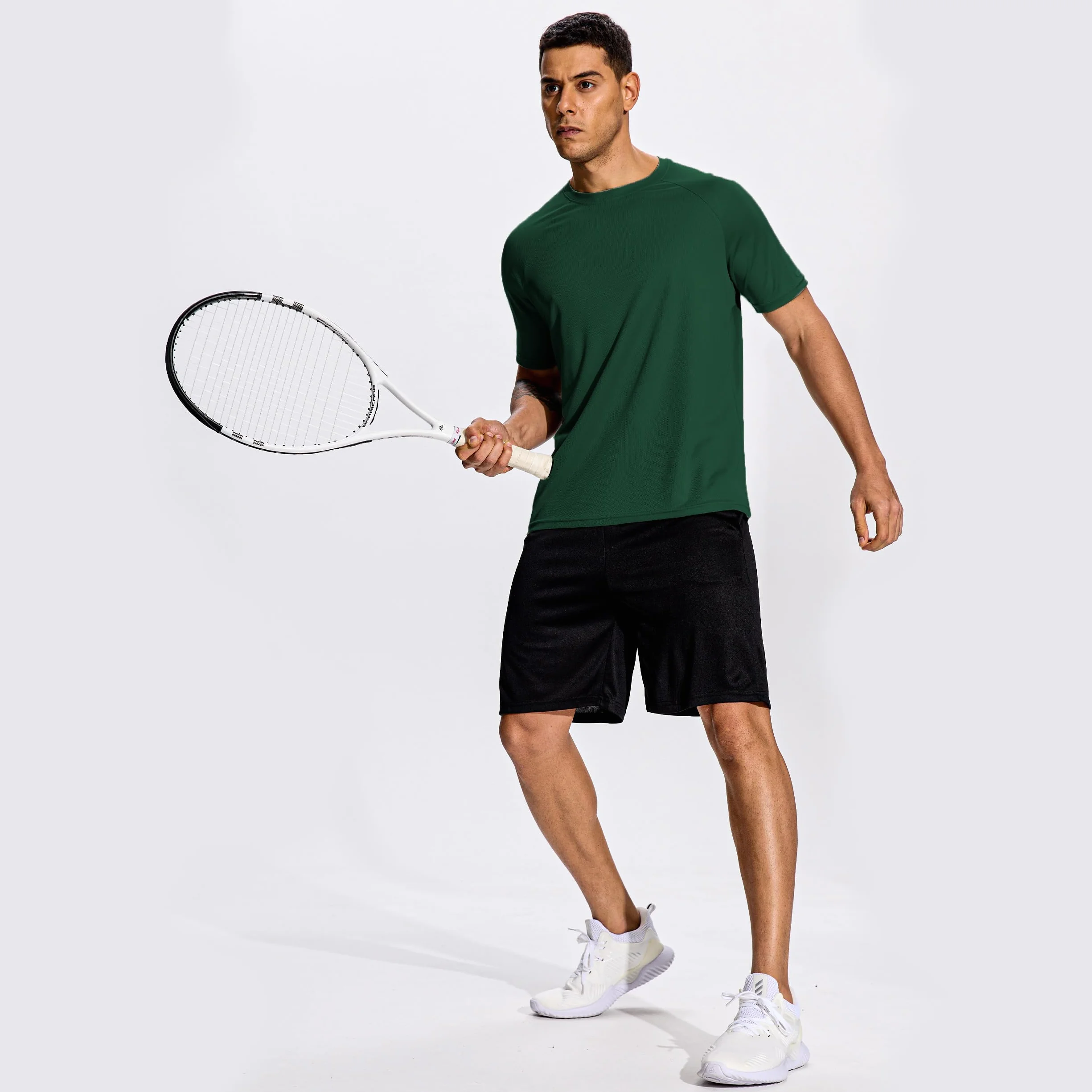 Hioutdoor Sportowe t-shirty męskie, 3 lub 5 sztuk, z krótkim rękawem, oddychające, szybkoschnące, do biegania, z krótkim rękawem, do kulturystyki