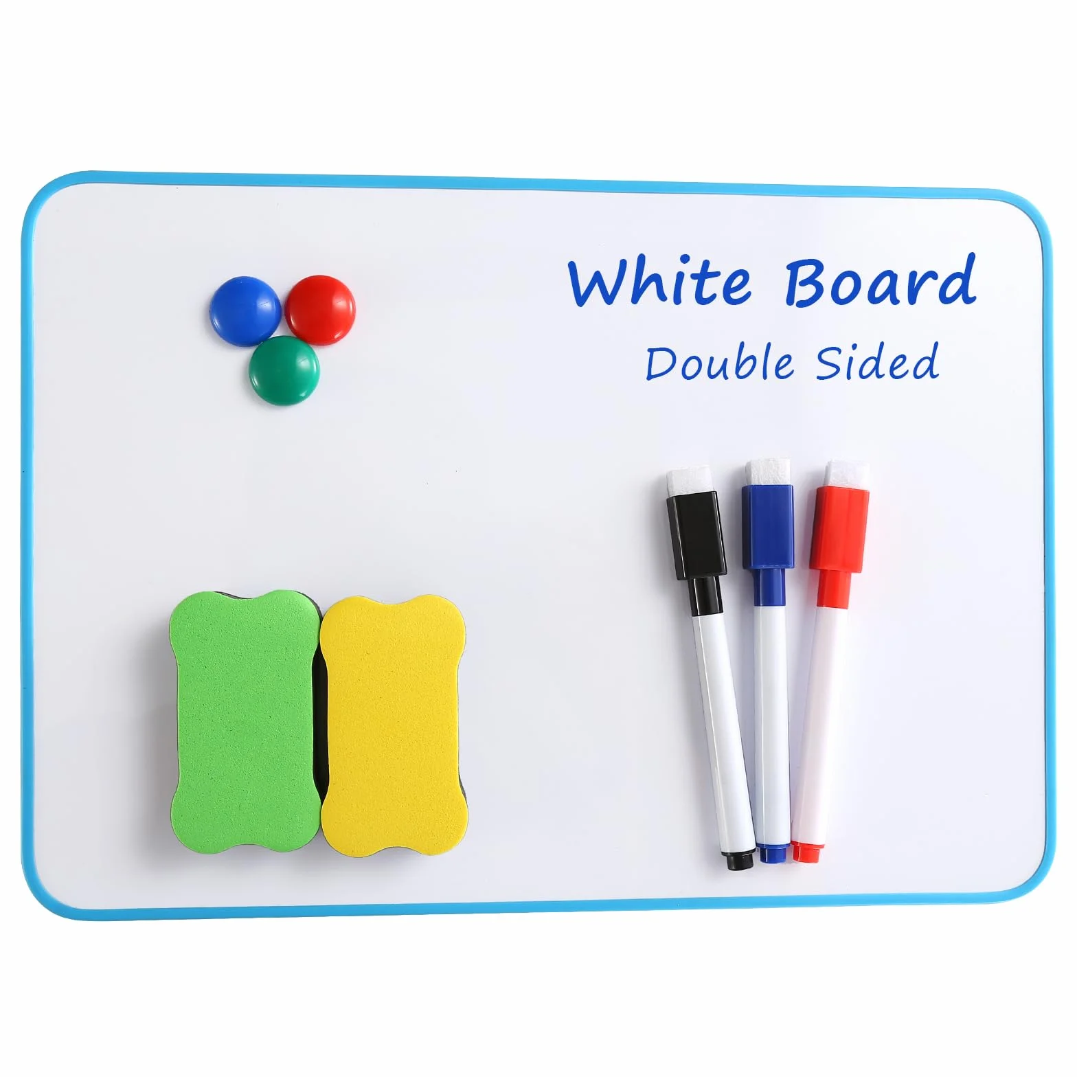 Zestaw magnetycznych mini tablic suchościeralnych – tablica magnetyczna dla dzieci w formacie A4 (30 x 21 cm) wraz z pisakami do wycierania na sucho, magnesami i gumką do ścierania. Idealna dla dzieci