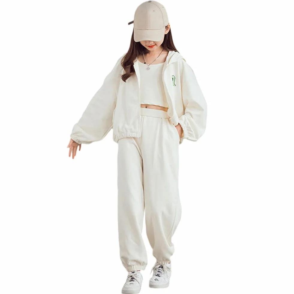 Dziecięca Dziewczyna Zestaw 3-częściowy Odzież do joggingu Bluza i spodnie sportowe Kostium Joggers Jesień Sportwear