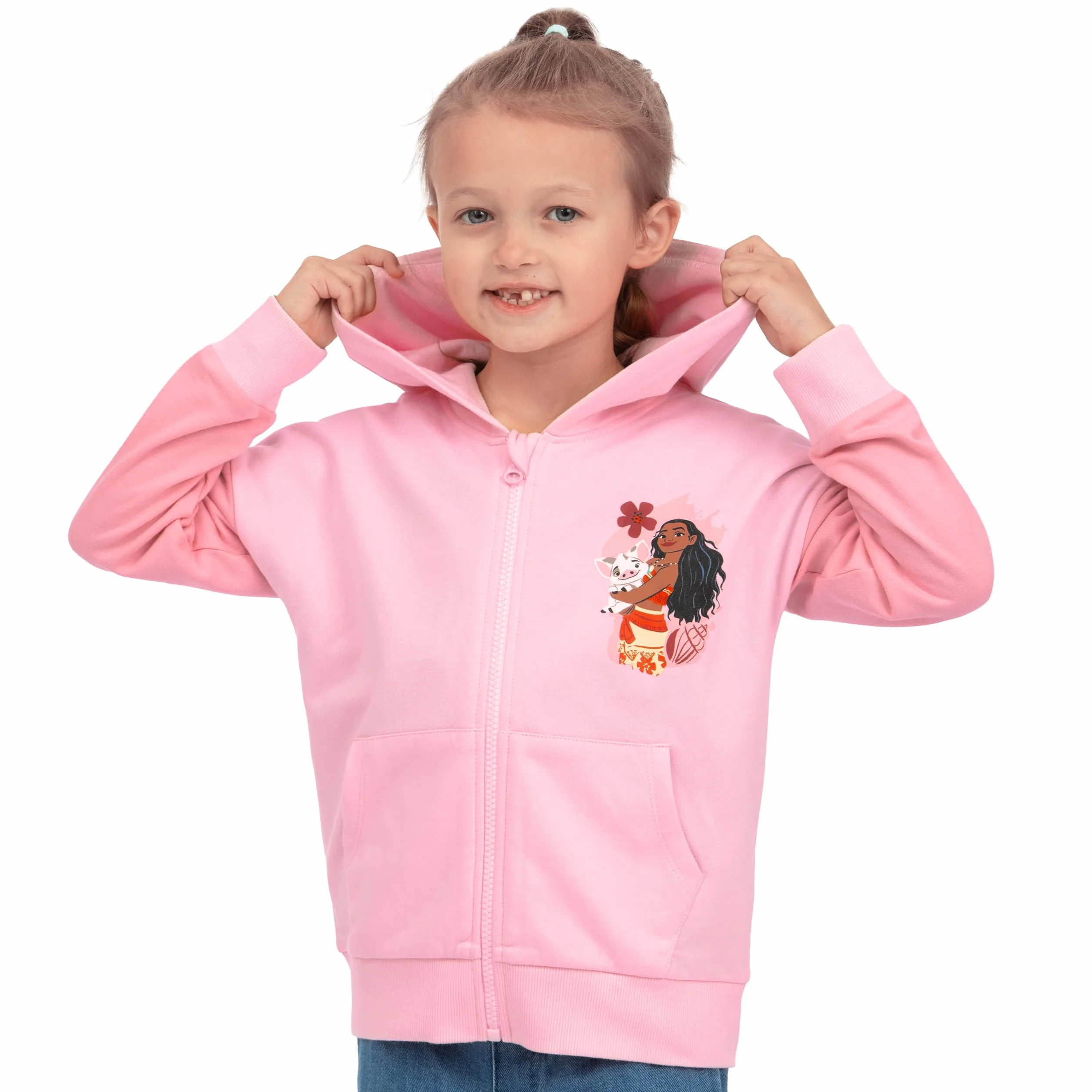 Disney Moana Bluza Z Kapturem Dla Dziewczynek, Różowa Bluza Rozpinana, Bawełniana Skoczek Moana