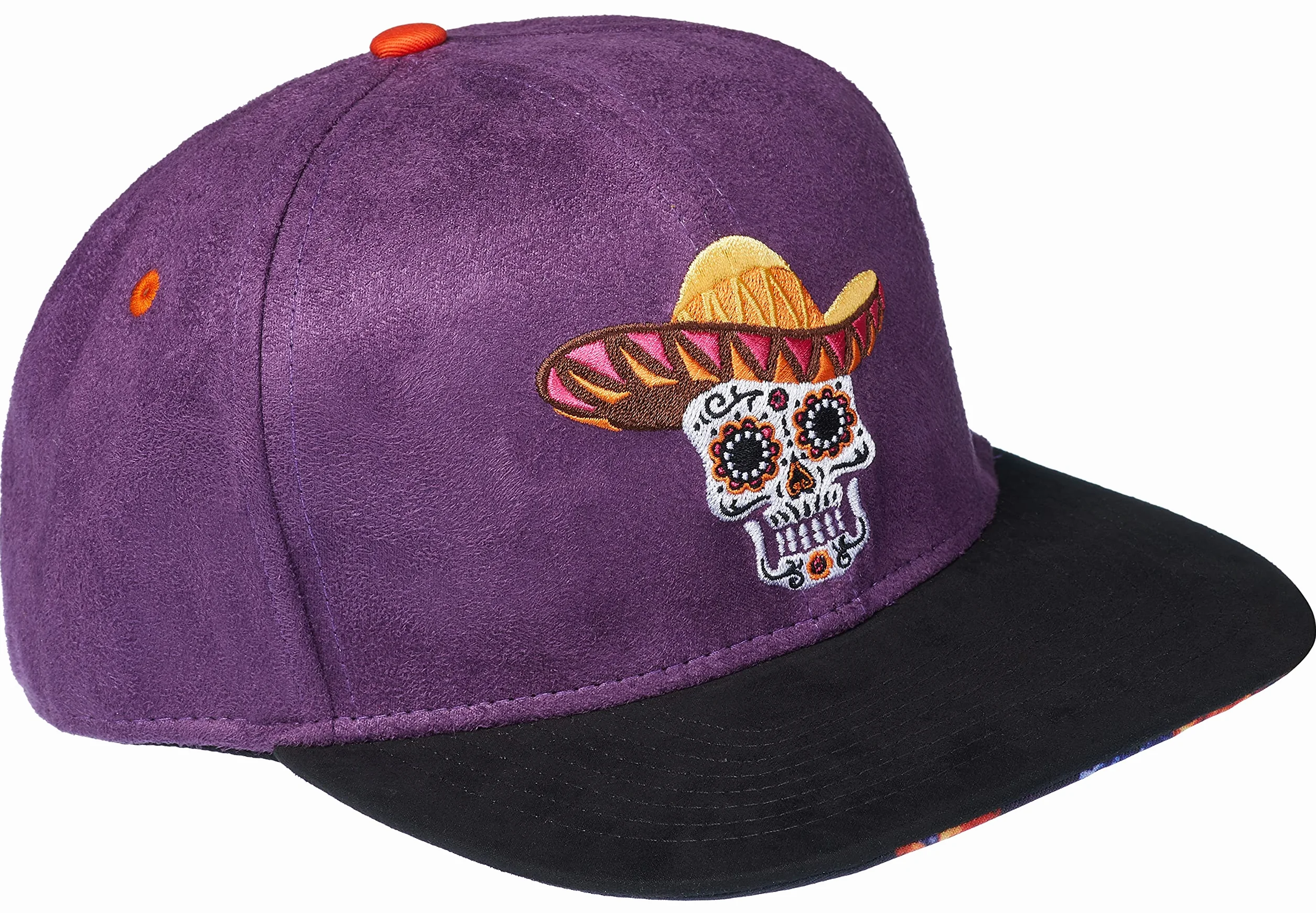 Cadency® czapka Snapback Mexican Skull, zamszowa, unisex, regulowany rozmiar, liliowy, jeden rozmiar
