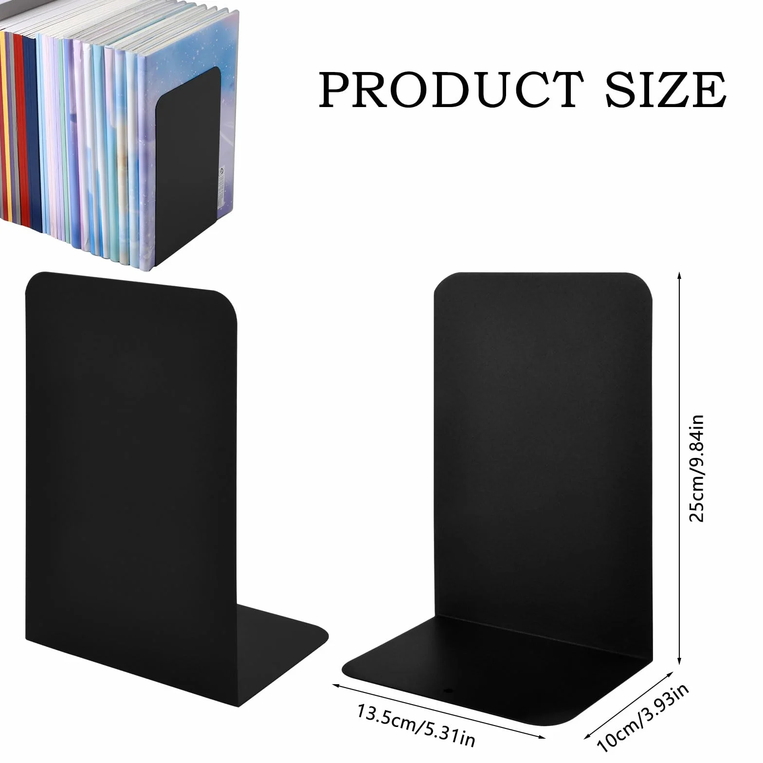 TNSLAND Podpórka Na Książki Z Metalu (Zestaw 4 Szt.) 14 x 10 x 20 cm | Uchwyt, Organizer Dla Dzieci, Biuro, Regał | Elegancki, Wytrzymały Metal o Stylowym Wzornictwie, Chroni