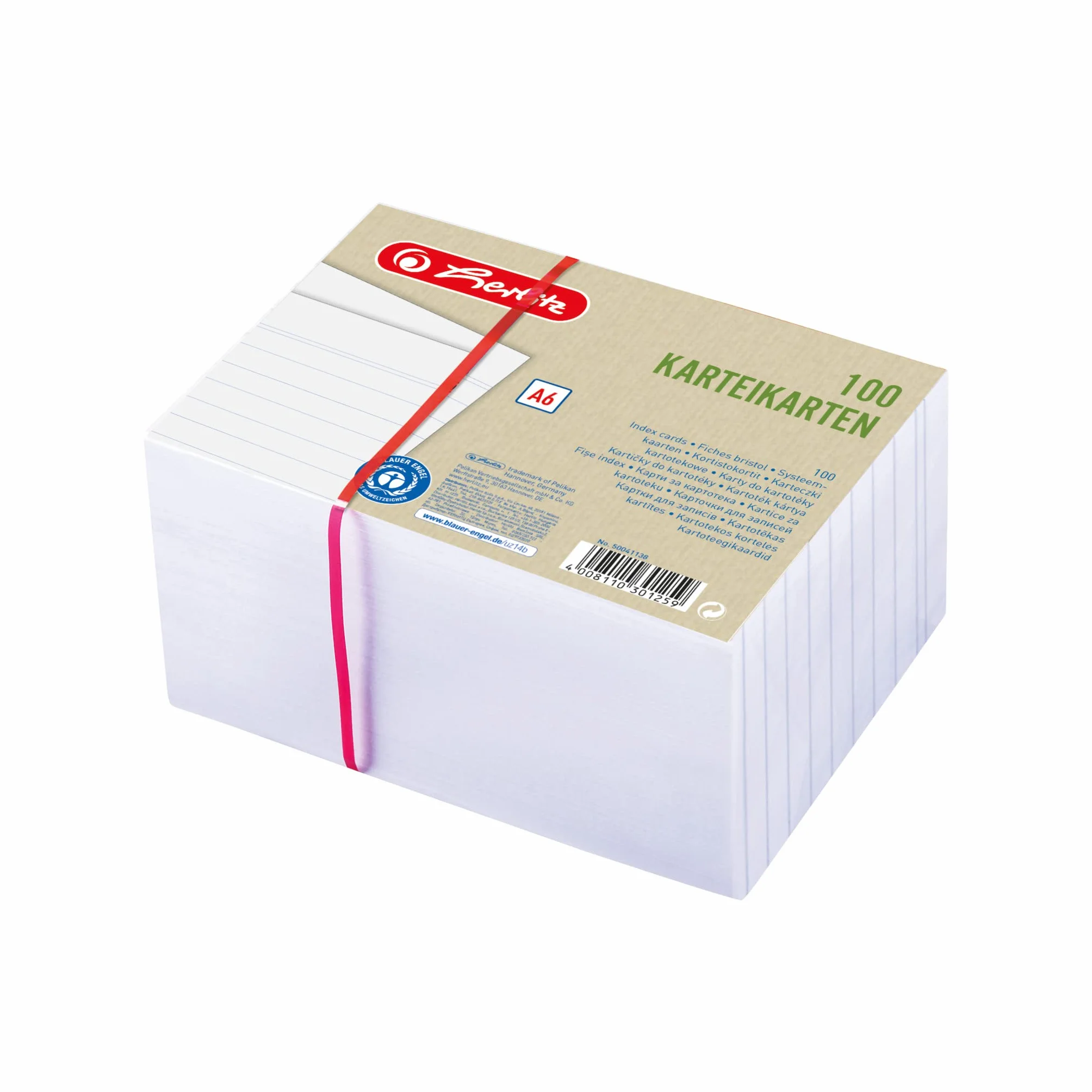 Herlitz 50041138 Fiszki A6, Biały