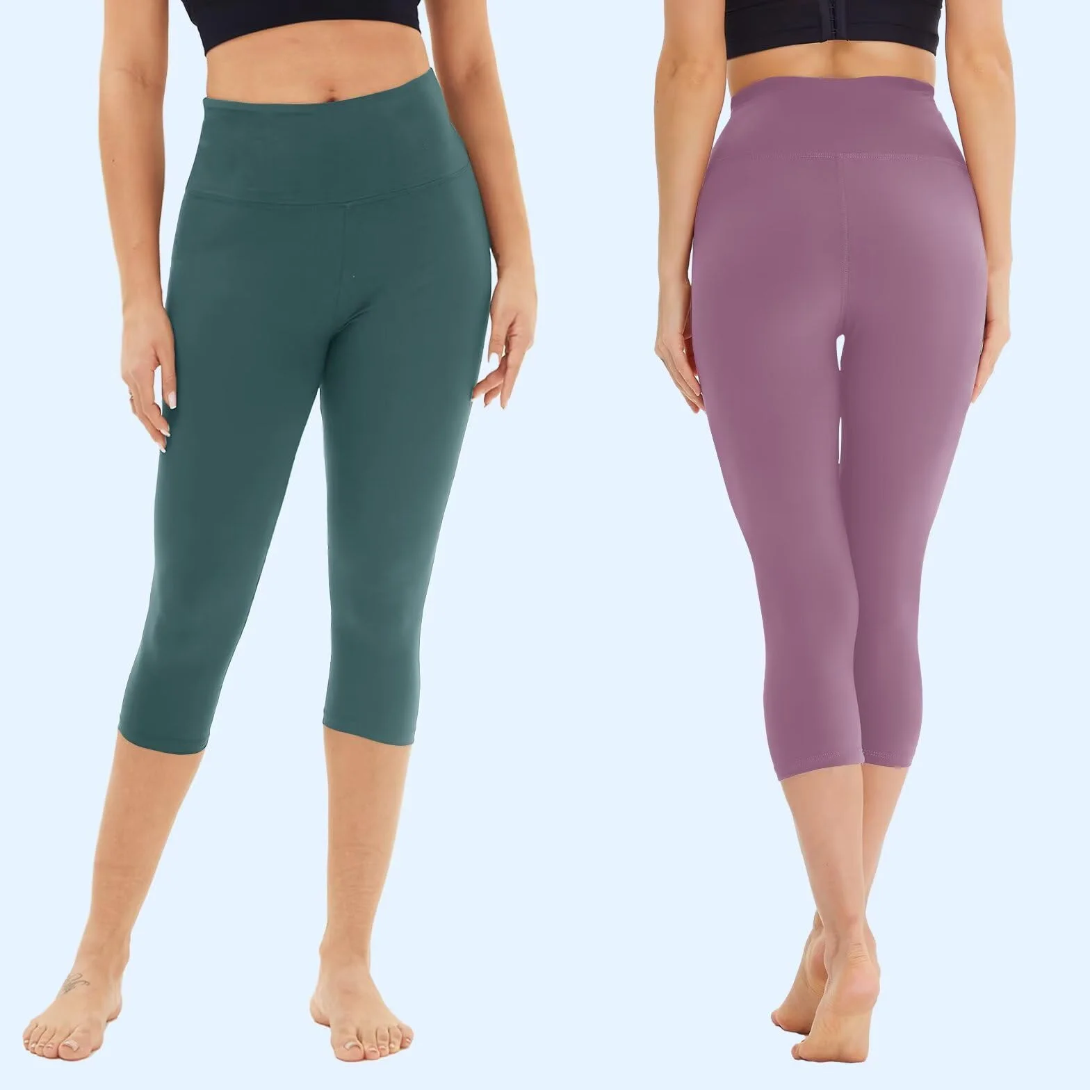 TNNZEET 3-pak Capri legginsy damskie 3/4 do uprawiania sportu, 7/8 legginsy z wysokim stanem, spodnie sportowe na siłownię, jogę