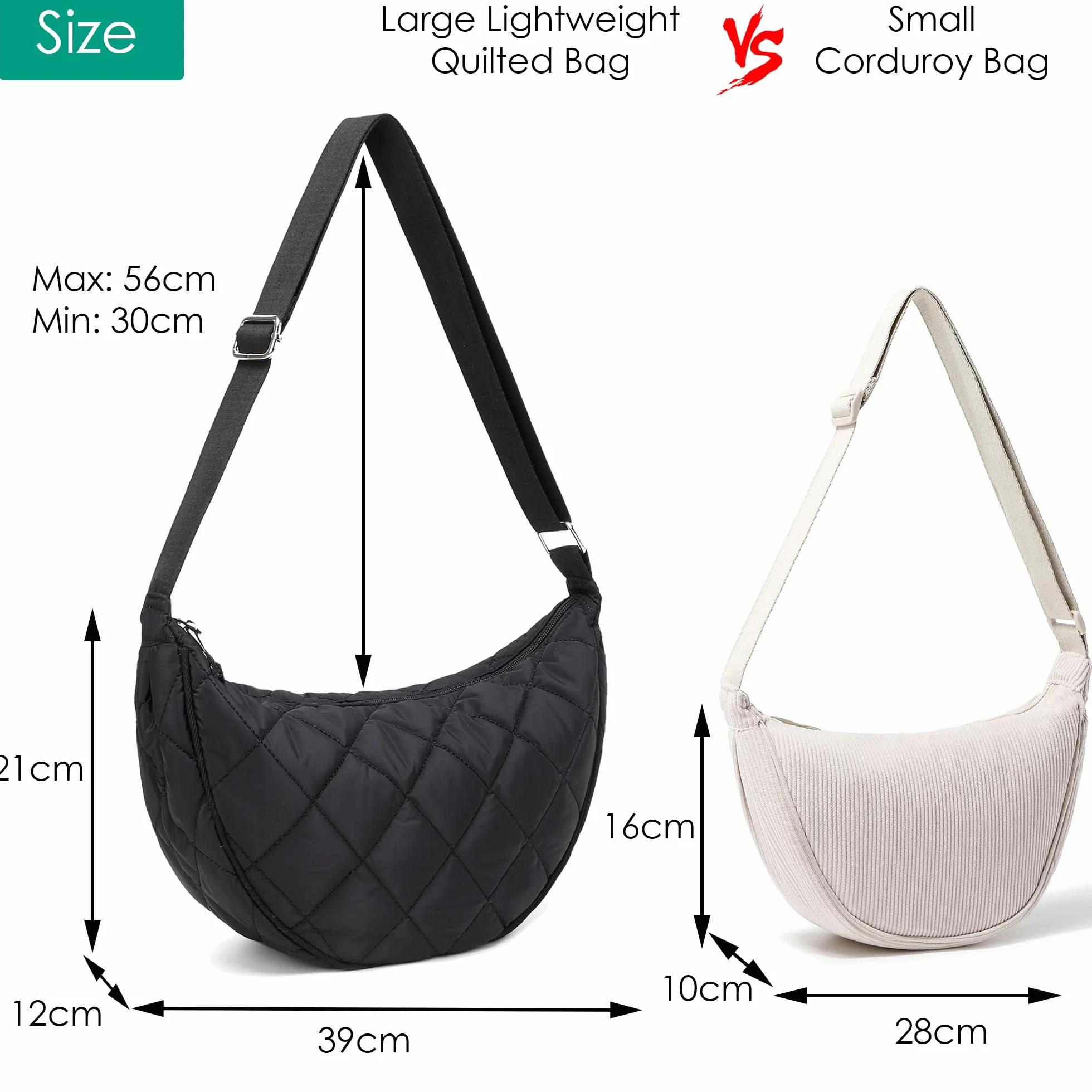 Micmores Crossbody Bag damska torba na ramię, nylonowa, pikowana, lekka, bufer, torba crossbody, duża torba na ramię, hobo, torba na brzuch, dla kobiet i mężczyzn