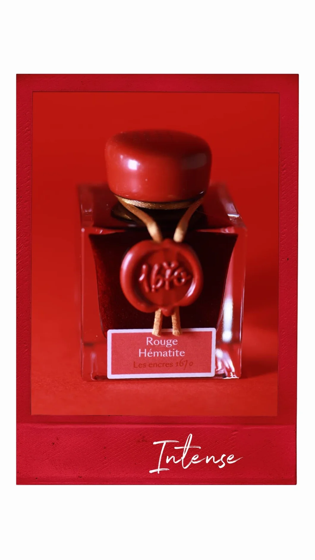 Jacques Herbin 15026JT – Butelka atramentu z drobinkami złota 1670 do pióra wiecznego, długopisu wiecznego, stalówki szklanej i obsadki – 50 ml, Hematytowa czerwień