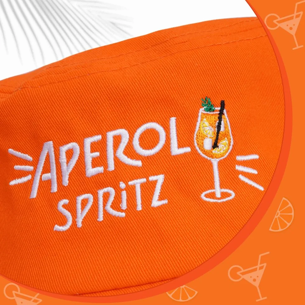 Aperol Spritz kapelusz Aperol, kapelusz wędkarski, kapelusz przeciwsłoneczny, na lato, składany, na lato, outdoor, uniseks, na urodziny, do wędkowania, wędrówek, sportów na plaży, na kemping