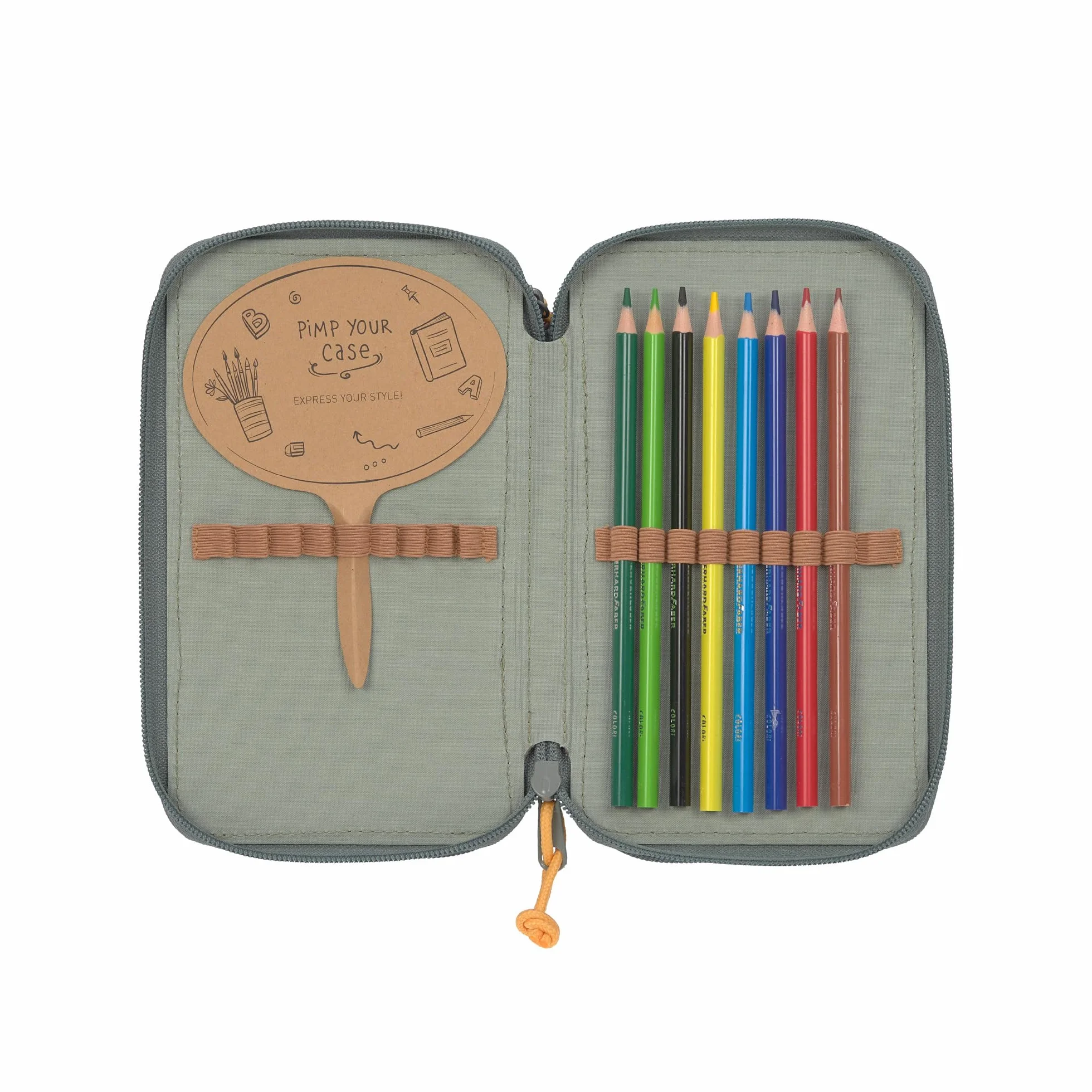 LÄSSIG Piórnik wypełniony 20-częściowy School Triple Pencil Case Unique, zielony, TU EU, Piórnik