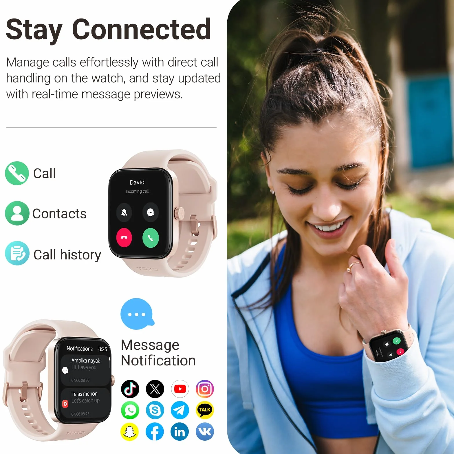 TOZO S4 AcuFit One Smart Watch Ekran AMOLED 1,78” dla mężczyzn i kobiet, Monitor fitness z wybieraniem numeru Bluetooth, Tętno i tlen we krwi, monitor snu, Wodoodporność IP68, trening dla iOS Android