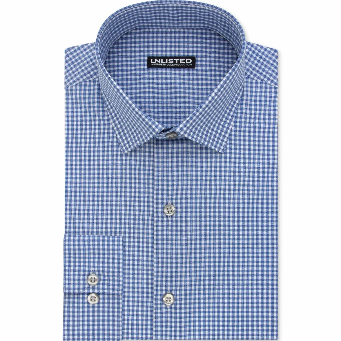 Unlisted by Kenneth Cole Męska koszula z wąskim kołnierzem w kratkę