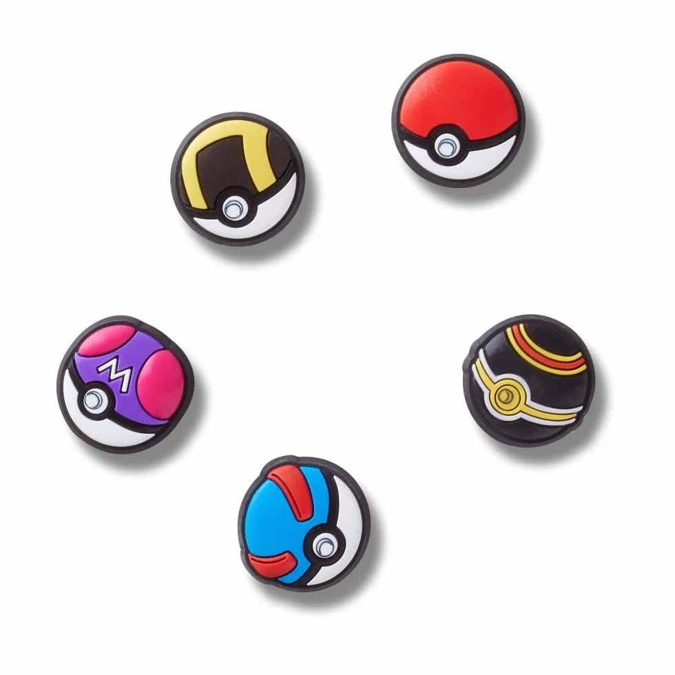 Crocs Uniseks Poke Ball 5-pak zawieszek do butów, wielokolorowe, jeden rozmiar, wielobarwny, Rozmiar Uniwersalny
