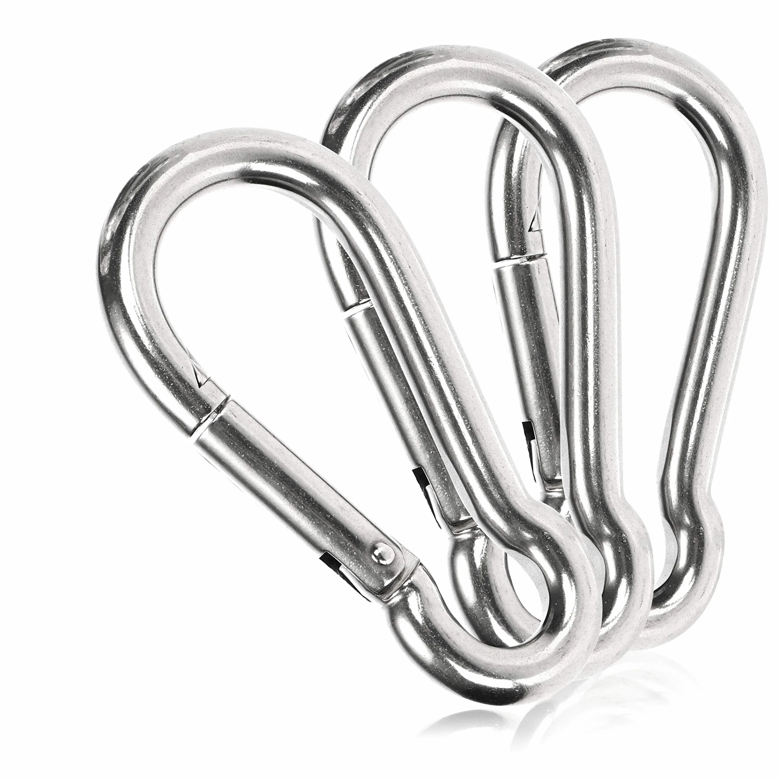 com-four® Karabinek - karabinek Premium wykonany z odpornej na warunki atmosferyczne stali nierdzewnej 304 - stalowy hak do kluczy, rzemiosla, gospodarstwa domowego, wypoczynku