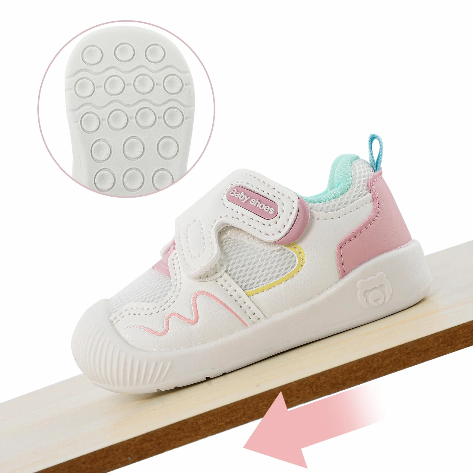 LACOFIA Buty niemowlęce dla dziewcząt i chłopców, buty do nauki chodzenia, z antypoślizgową gumową podeszwą, oddychające buty dla małych dzieci