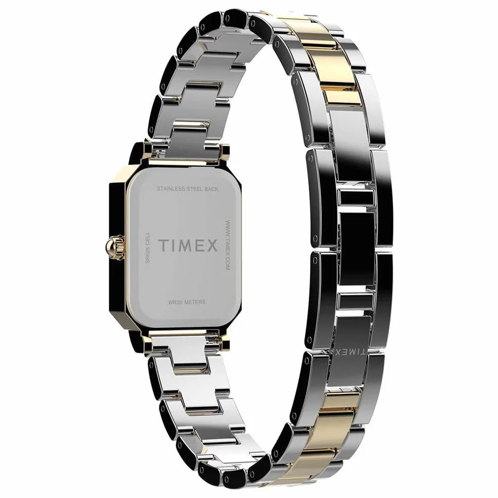 Timex Zegarek Damski Trend 21 mm, Dwukolorowy Pasek ze Stopu, Biała Tarcza, Dwukolorowa Obudowa TW2Y01300