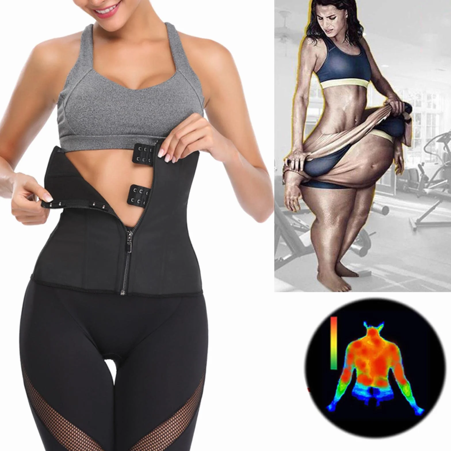 Kobiety lateksowe gorset waist trainer gorsety wyszczuplające z zamkiem błyskawicznym gorset Top pas wyszczuplający czarne czopiarki bielizna modelująca Plus rozmiar