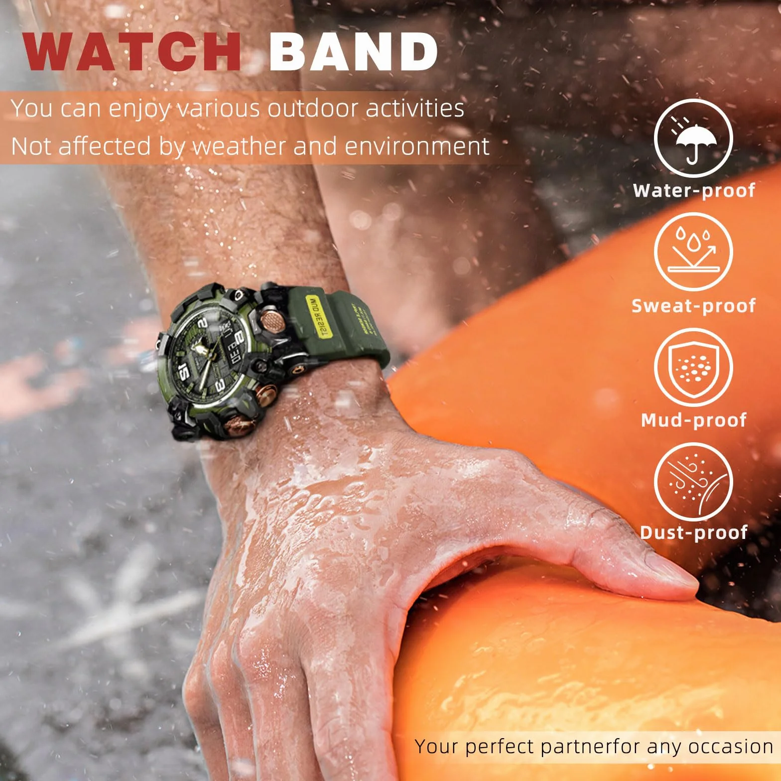 Pasek do zegarka z żywicy do zegarka Casio G-Shock GWG-2000 GWG-2040 Master of G Mudmaster Twin Sensor, czarny pasek do zegarka