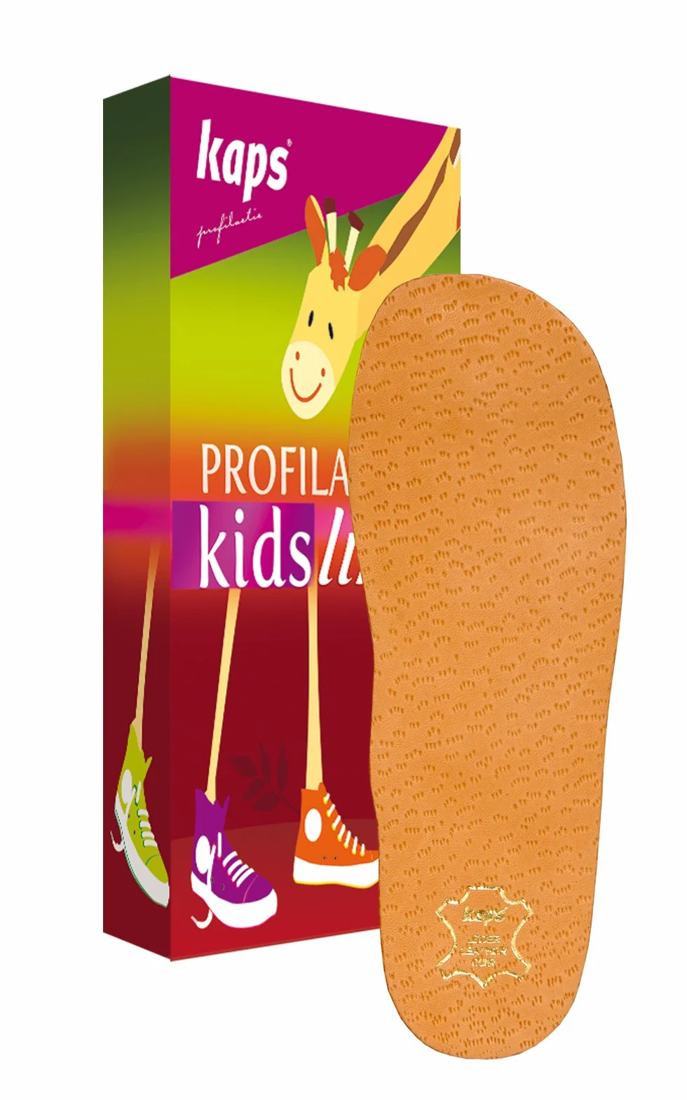 Ortotyczne anatomiczne skórzane wkładki do butów dla dzieci dzieci, profilaktyczne z podparciem łuku wzdłużnego, Kaps Anatomix Kids, beżowe, 29-30 EUR / 11-12 dzieci