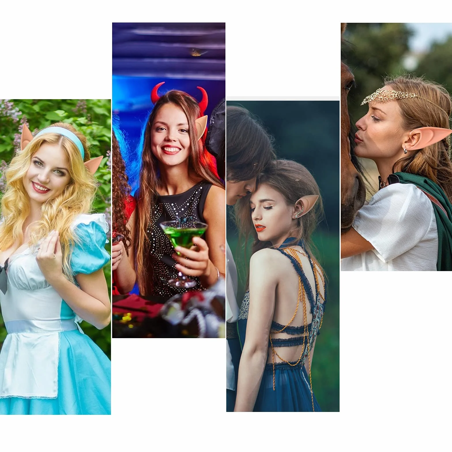 ASTER Wróżka wróżka Pixie uszy elfa duch uszy elfa kostium bal cosplay impreza przebranie cosplay maskarada akcesoria na Halloween Boże Narodzenie przyjęcie elfie uszy wampira