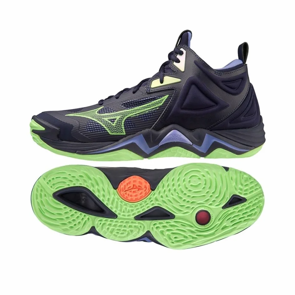 Mizuno Buty do siatkówki Męskie, Wave Momentum 3 Mid, Evening Blue/Techno Green/Iolite