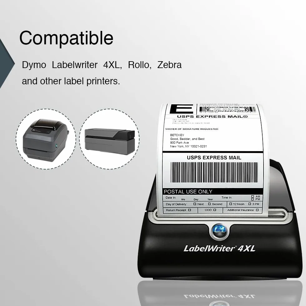 BETCKEY - 10 Rolek S0904980 Etykiety Kompatybilne z DYMO, 104 x 159mm, 2200 Etykiety Samoprzylepne Używane do Drukarka etykiet DYMO 4XL LabelWriter