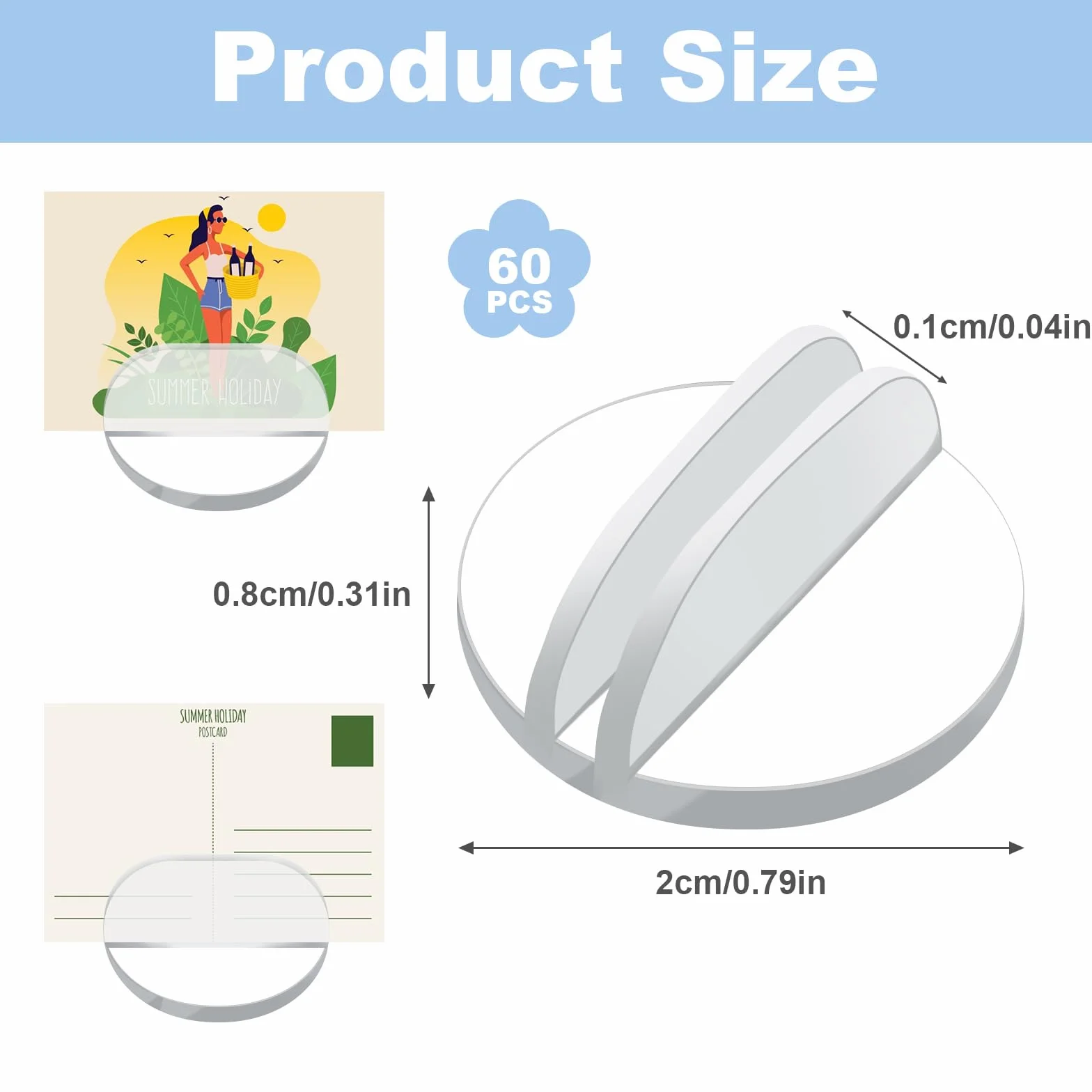 Uchwyt na karty do gry, 60 szt., przeźroczysty plastikowy uchwyt, odpowiedni do biura i domu (2 × 0,8 × 0,1 cm)