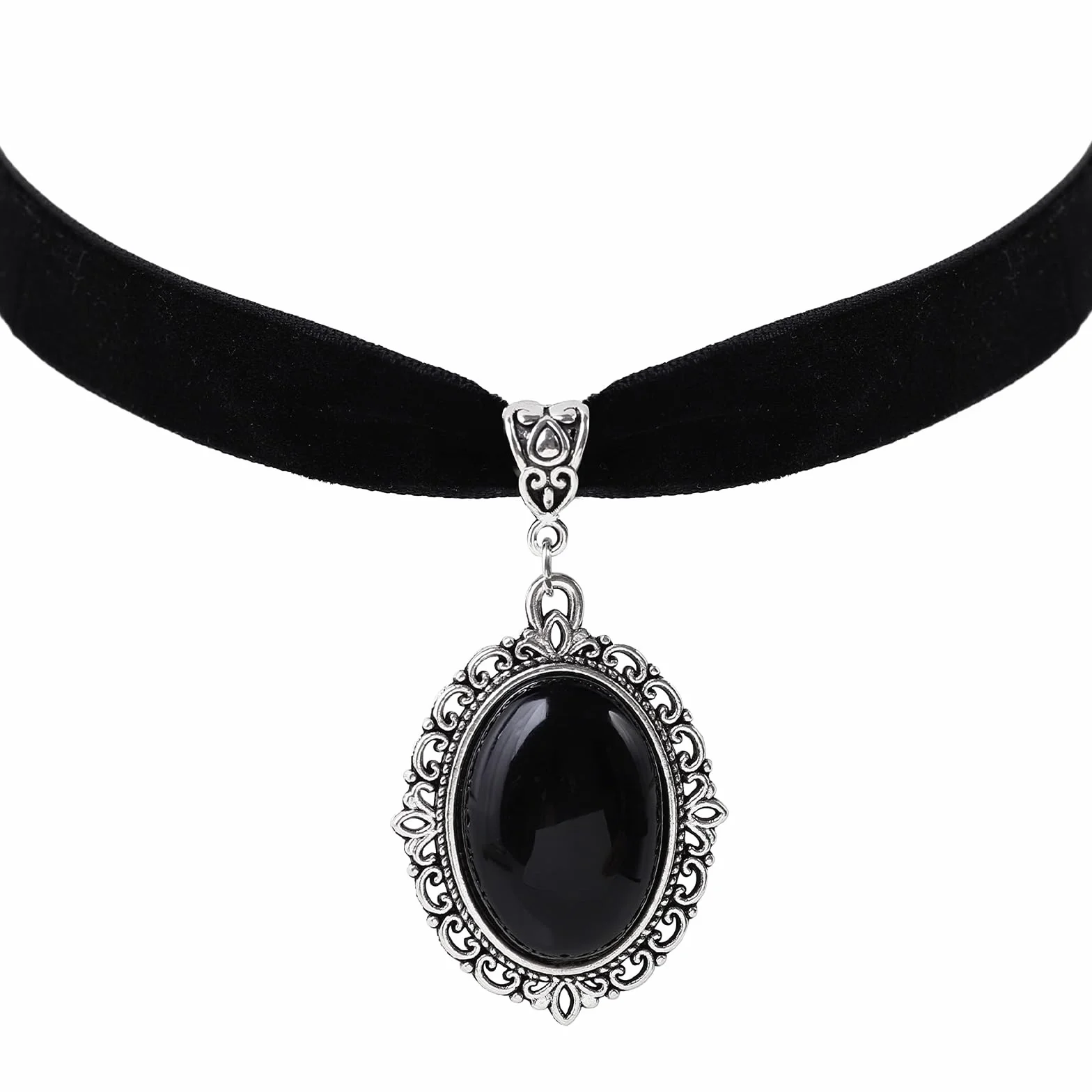 Moguri® Czarny aksamit vintage gotycki wiktoriański naszyjnik choker - prezent świąteczny dla dziewcząt, matek, przyjaciół, L, Cynk