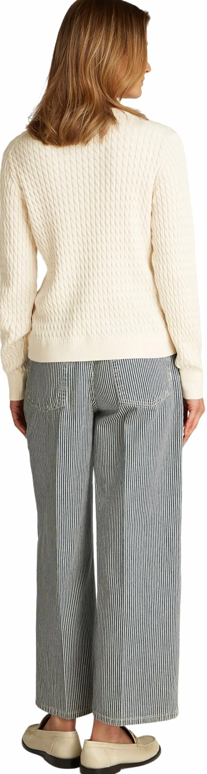 Tommy Hilfiger Damski sweter z cienkiej dzianiny, Beżowy (płatek kości słoniowej wrzosowej), XXS