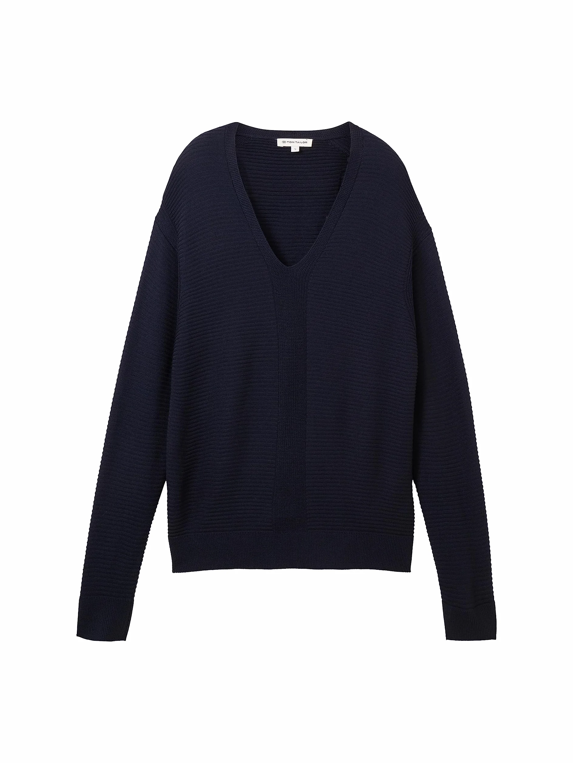 TOM TAILOR Damski sweter z dzianiny Basic z dekoltem w serek, 10668 - Sky Captain Blue, M