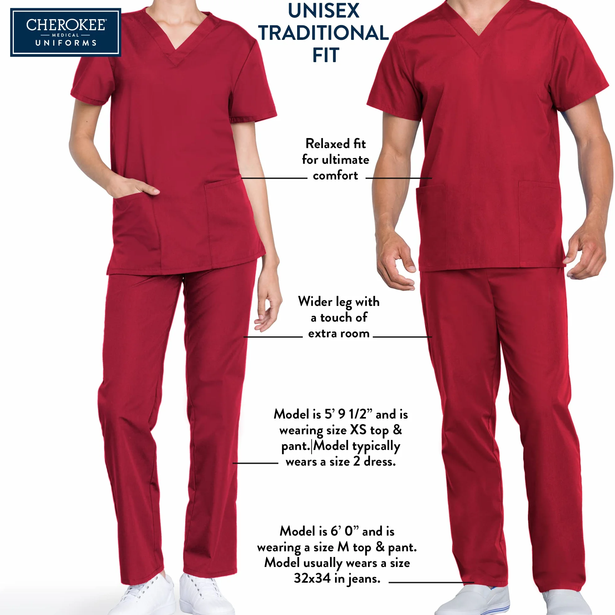 Cherokee - Uniform unisex kasak dekolt w serek linia Originals rozmiar XXS, granatowy, 18130, Caribbean Blue, M