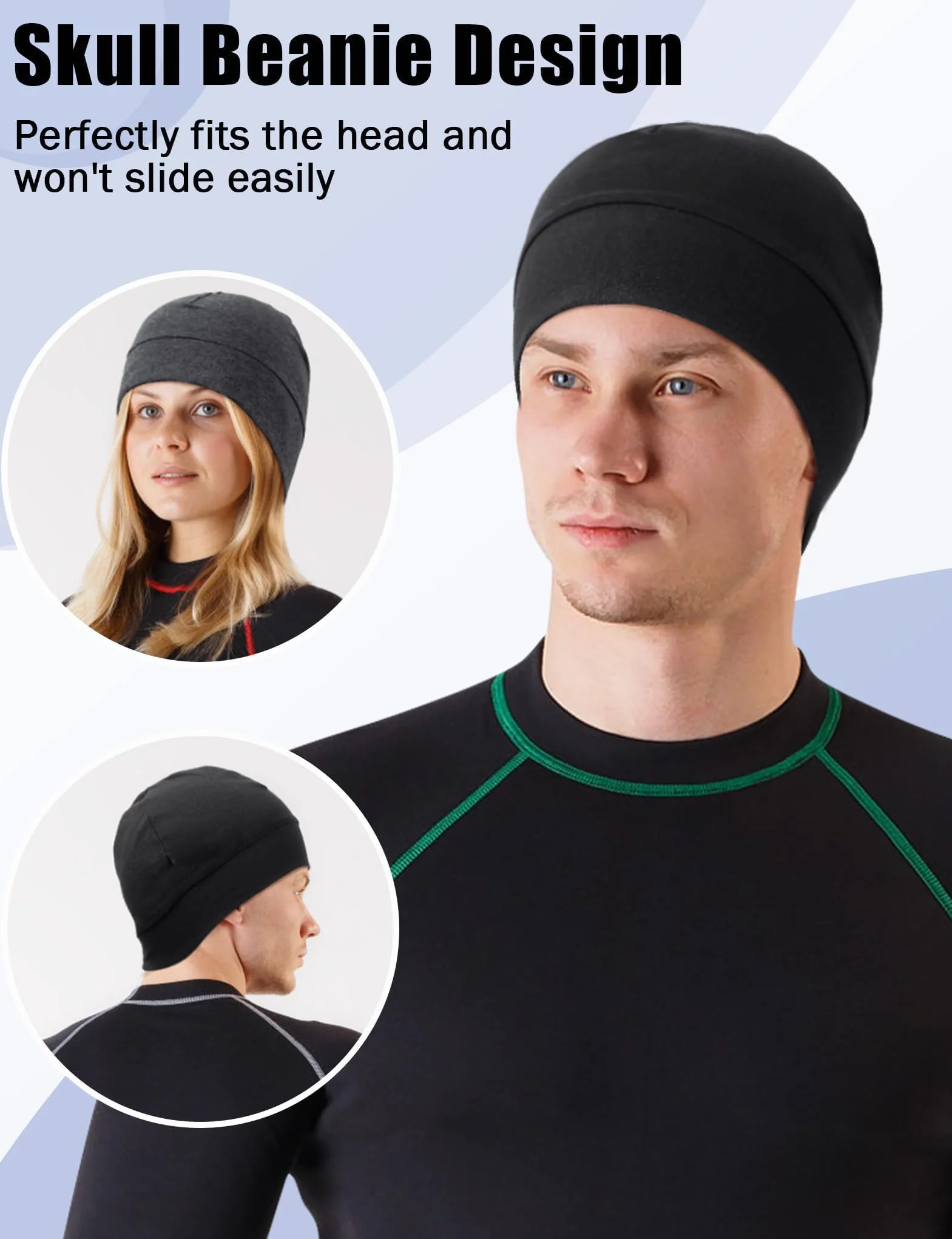 MELLIEX 2 sztuki czapek rowerowych pod kask, bawełniana czapka do biegania, wielofunkcyjna czapka zimowa, czaszka, podszewka kasku dla mężczyzn i kobiet