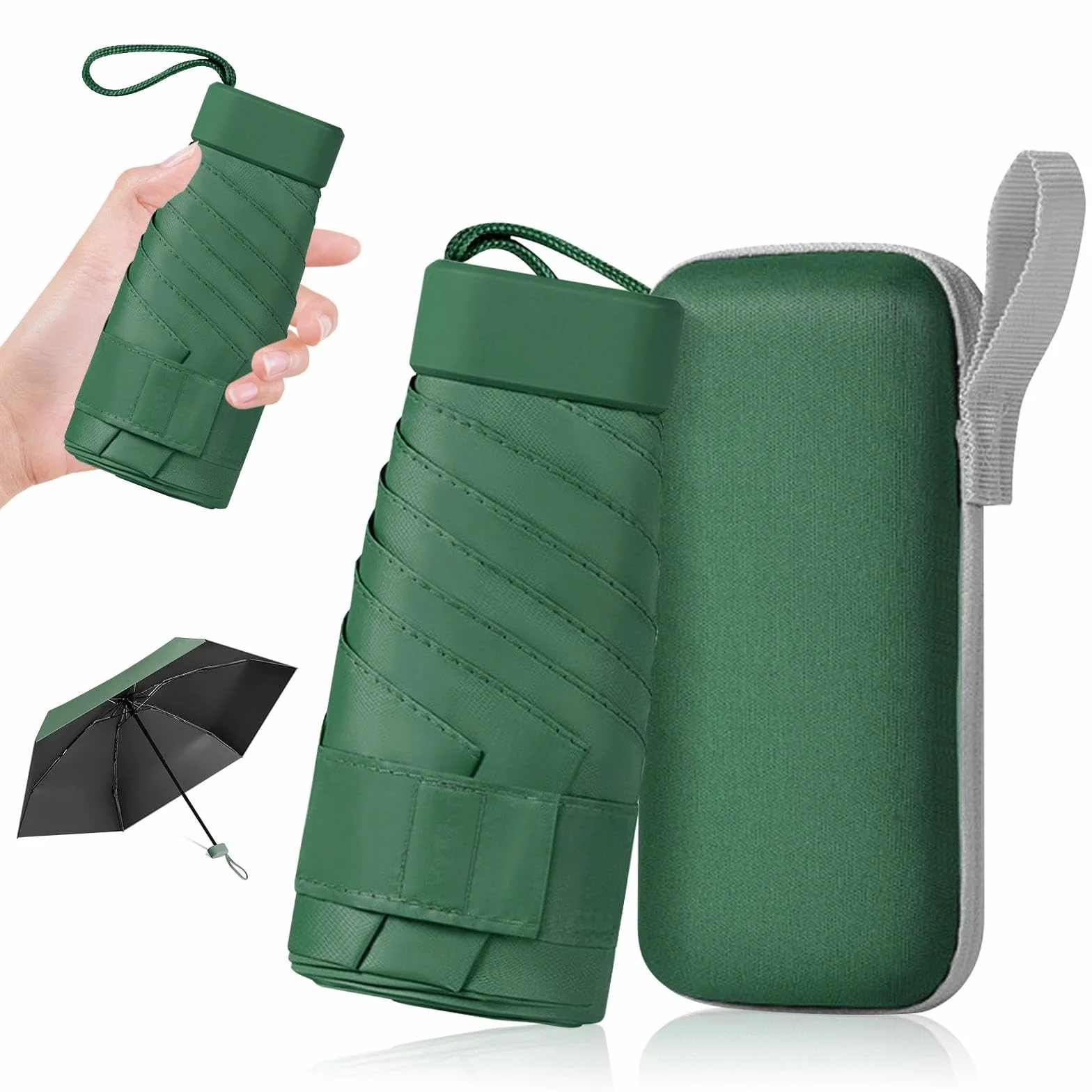 AKONE Parasol z etui, ultralekki, mini parasol przeciwsłoneczny, parasol UV