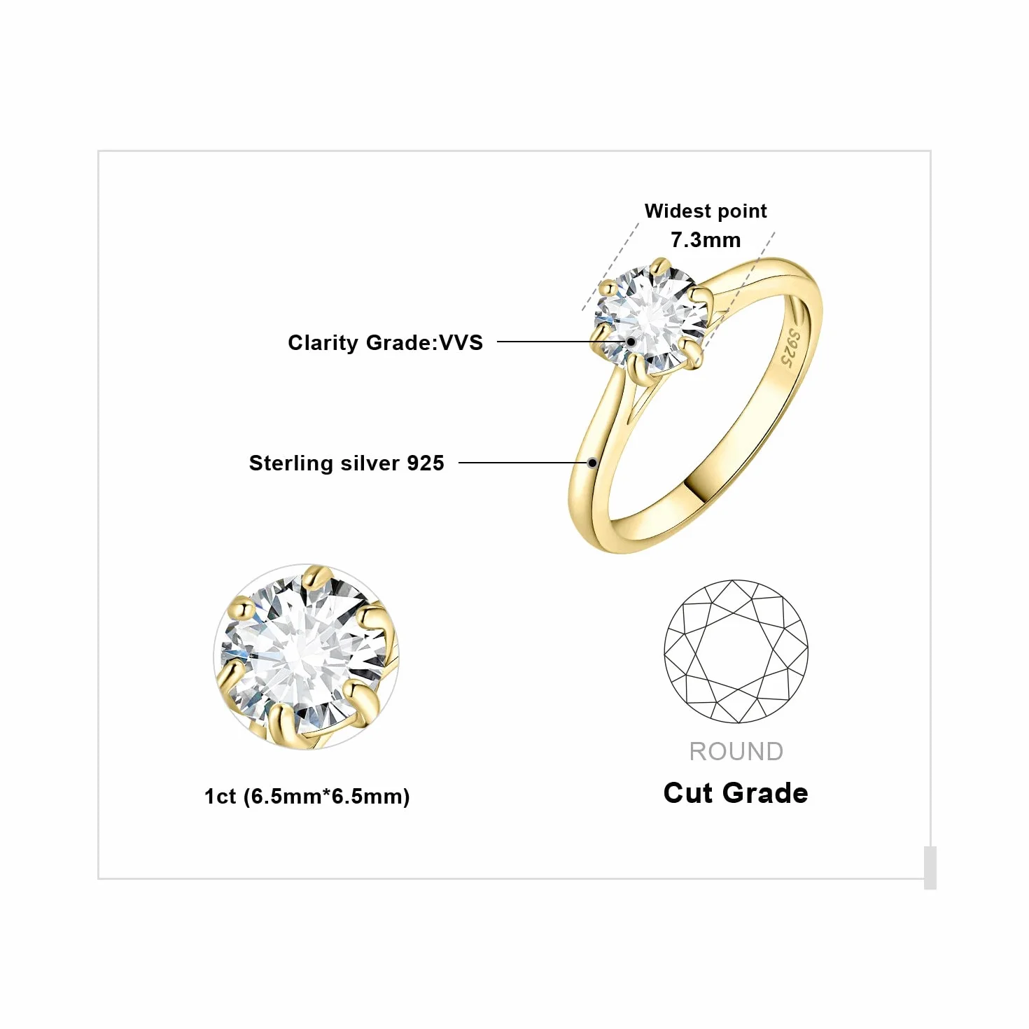 JewelryPalace 1ct 2ct 3ct okrągła cyrkonia pierścionek zaręczynowy damski pierścionek zaręczynowy srebro 925, obrączki różowe złoto