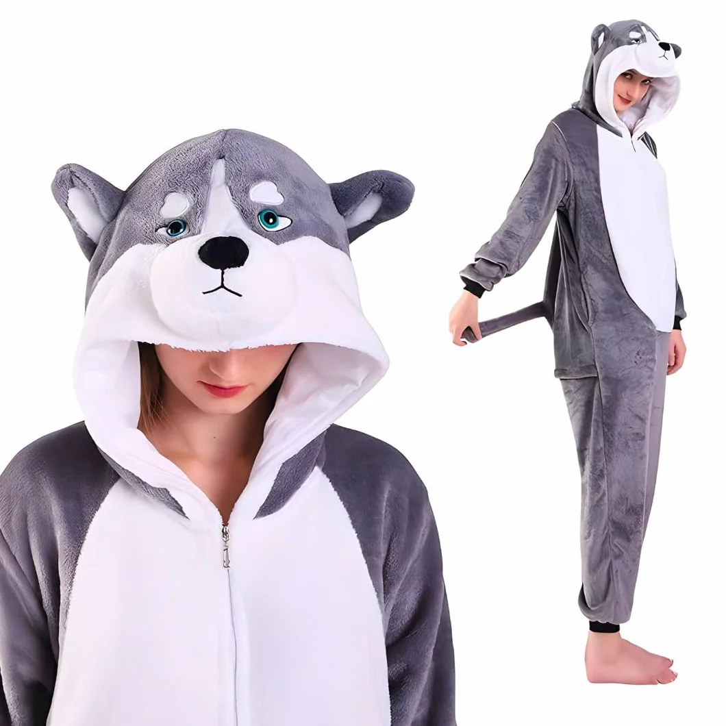 Pies Kigurumi Piżama Onesie dla dorosłych – pluszowa, uniseks, zwierzęca piżama, rozmiary S-XL