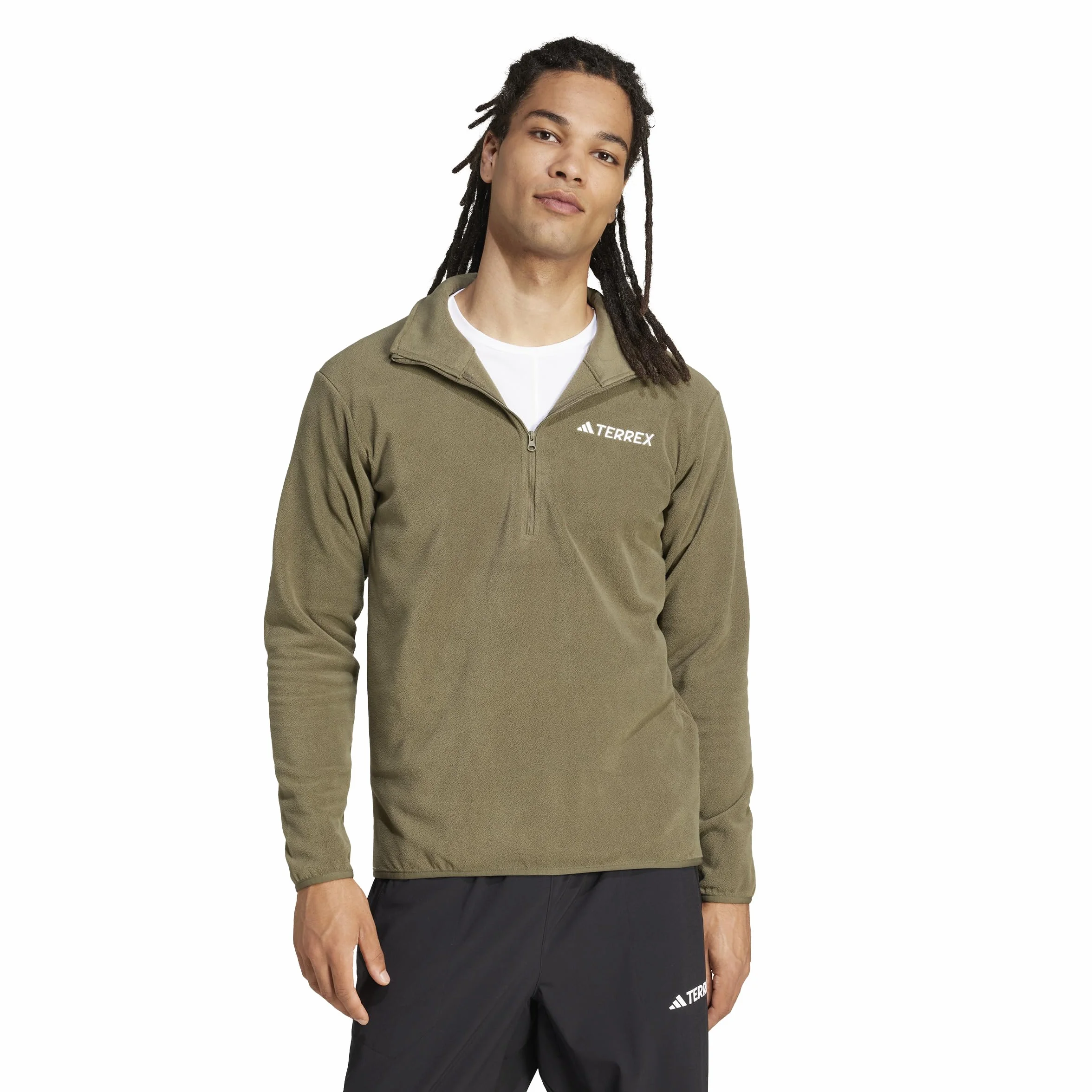 adidas Mężczyźni Terrex Multi Essentials Half Zip Fleece Jacket, olive strata, L