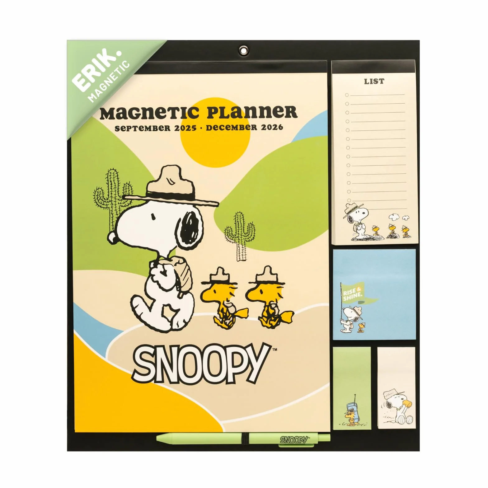 Grupo Erik Magnetic Planner For Fridge - Snoopy Gifts For Family | Magnetic Calendar With Stickers, Pen, Shopping List, Sticky Notes | Family Planner 2026 16 Months Sep 2025 - Dec 2026