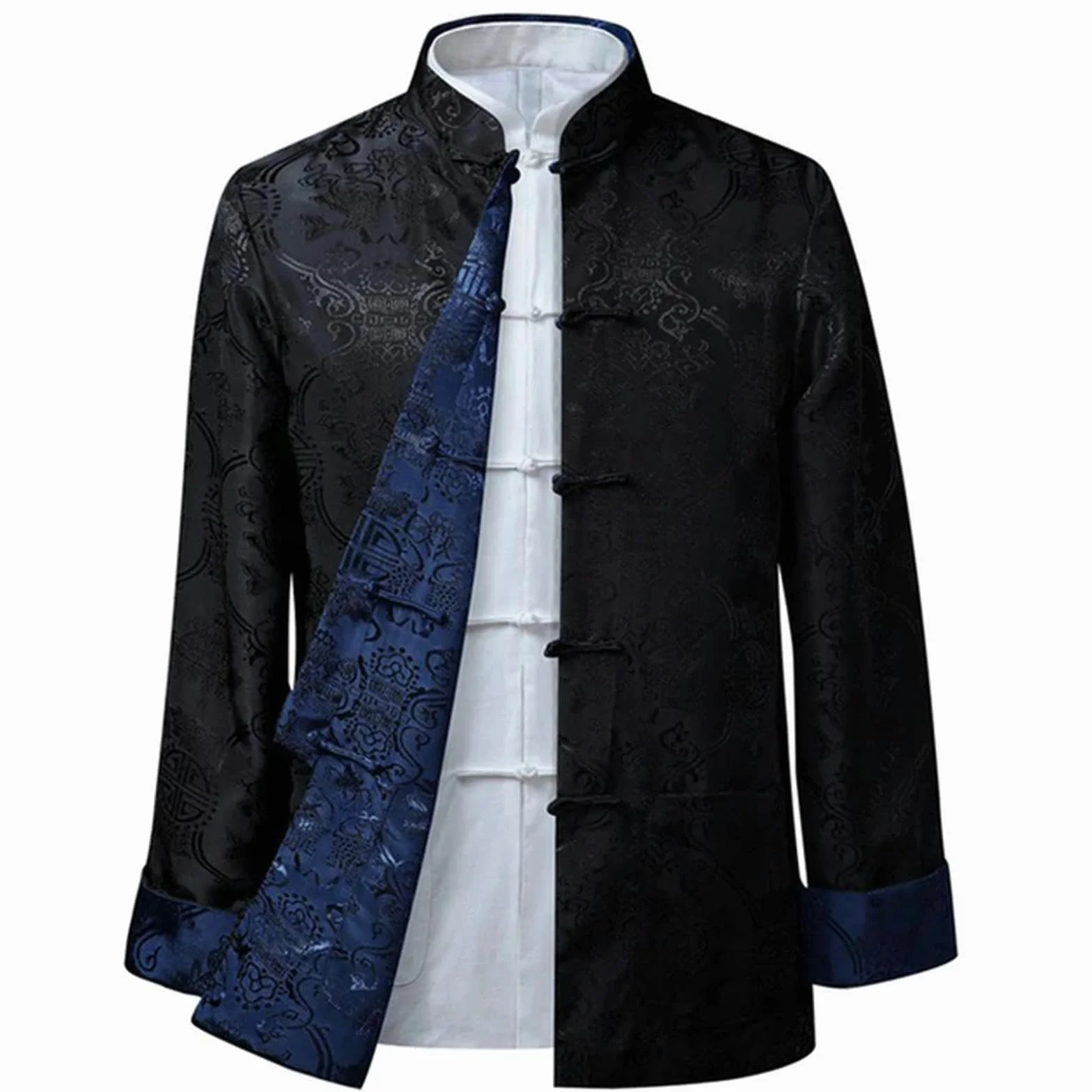 Tang Suit chiński styl koszuli kurtka kołnierz tradycyjna chińska odzież dla mężczyzn jedwab top Hanfu mężczyźni