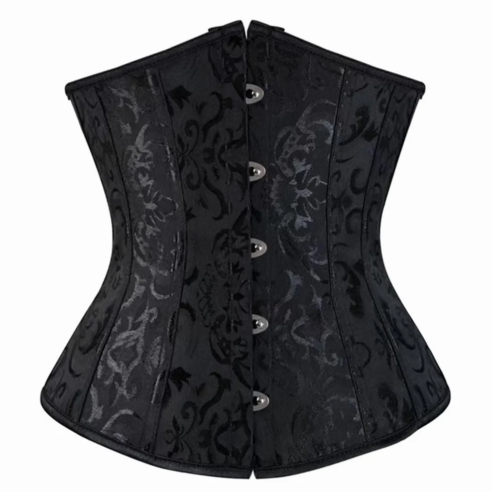 SHEKINI Gorset damski wyszczuplający brzuch, gorset pod biustem, talia Cincher ze stringami, żakardowy top w stylu gotyckim, vintage