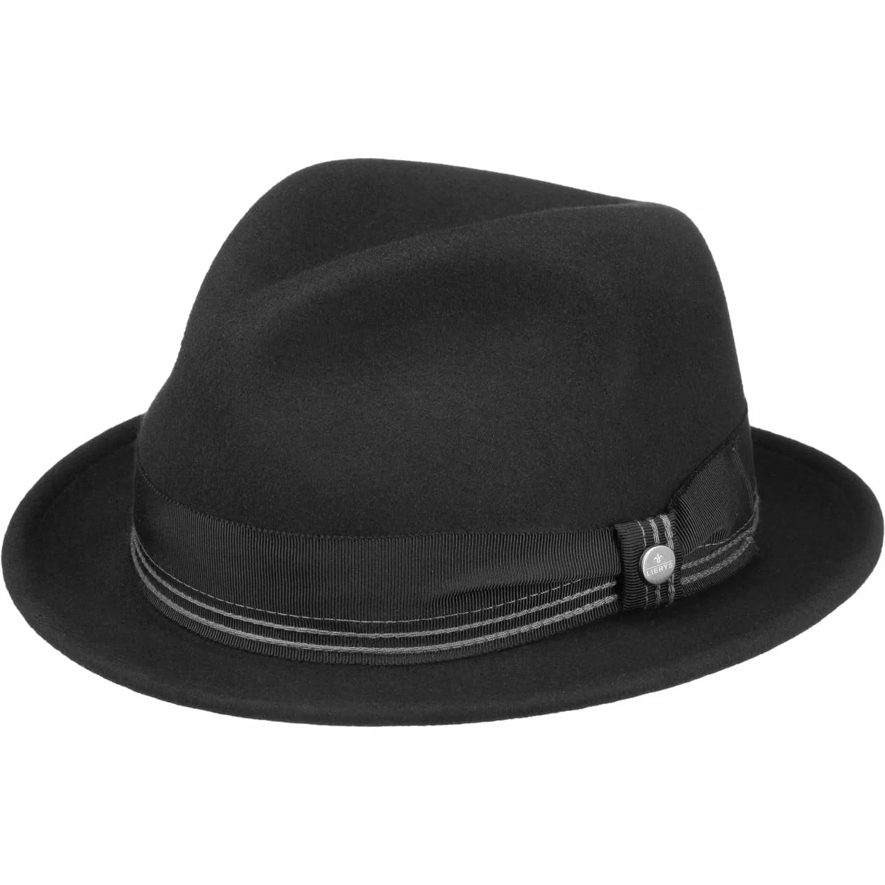 Lierys Kapelusz Clifford LiteFelt Player - Made in USA czapka porkpie filcowy muzyka Z podszewką, rypsowym paskiem jesień-zima Zima