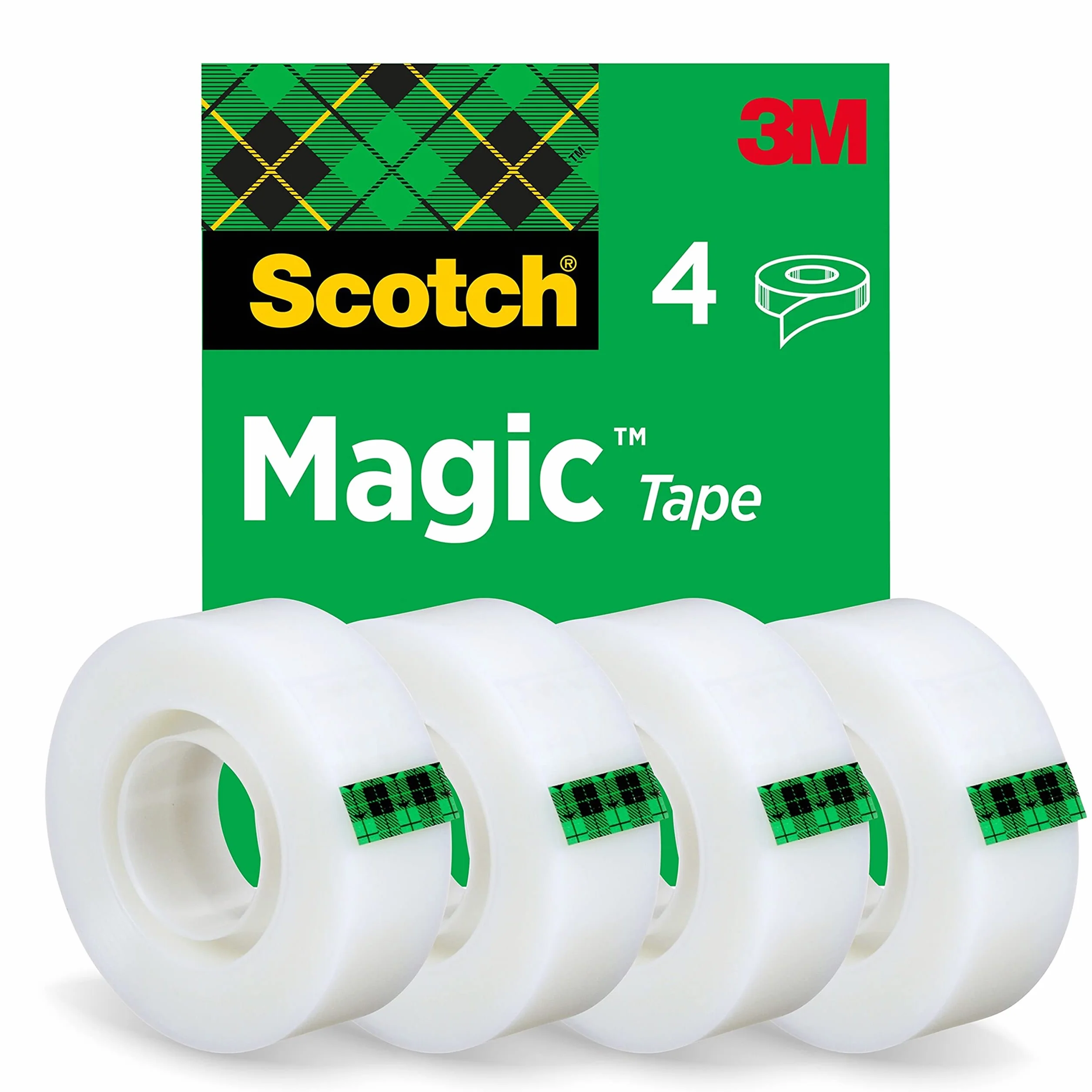 Scotch Magic 81933-4S Taśma Klejąca, Czarny, 4 x 19 mm x 33 m