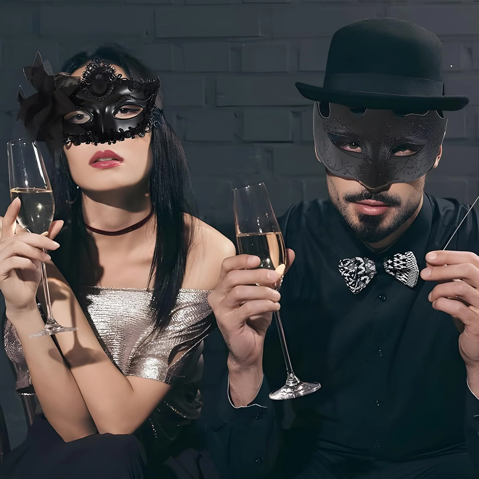 2 Szt Maski Kostiumów, Czarne Weneckie Maseczki Koronkowe, Kuszące maski na Bal Masek, Dla Mężczyzn i Kobiet na Maskarady i Costume Party