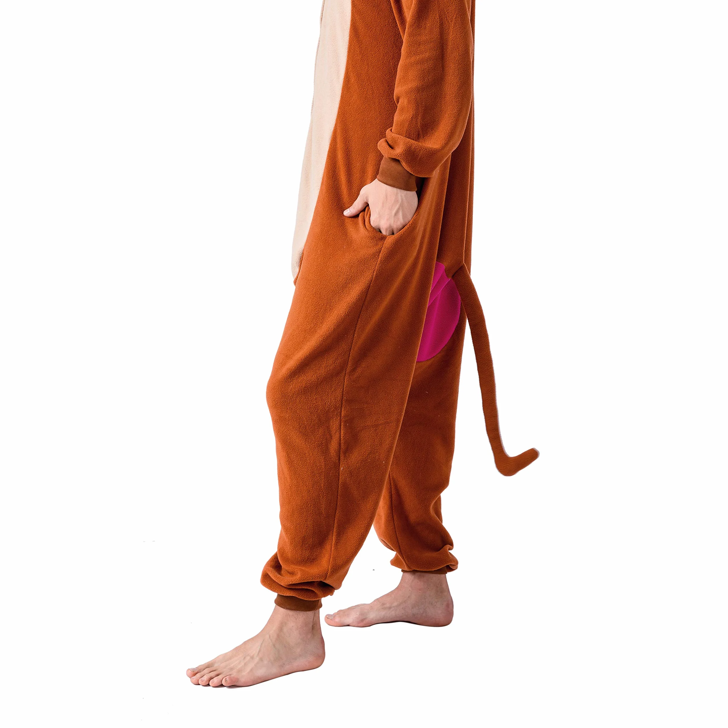 Spooktacular Creations Unisex piżama dla dorosłych, pluszowy kostium z ogonem kapelusza, do przebierania się, odgrywania ról, kostium na Halloween, rozmiar XL różowy