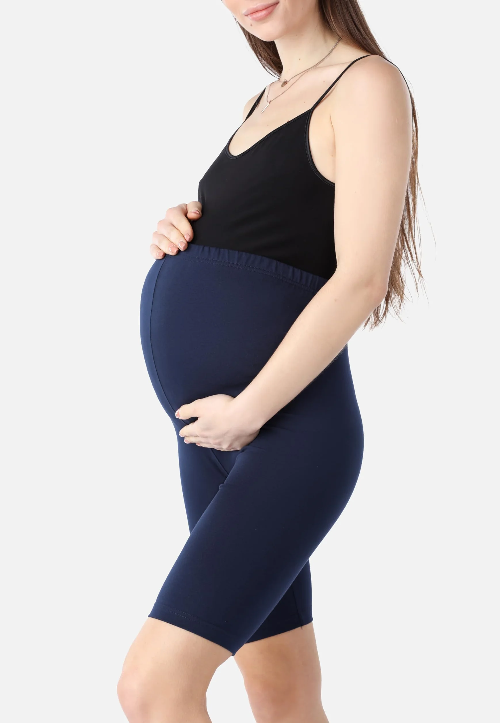 Be Mammy Legginsy Ciążowe Damskie Krótkie z Bio-Bawełny BE20-285