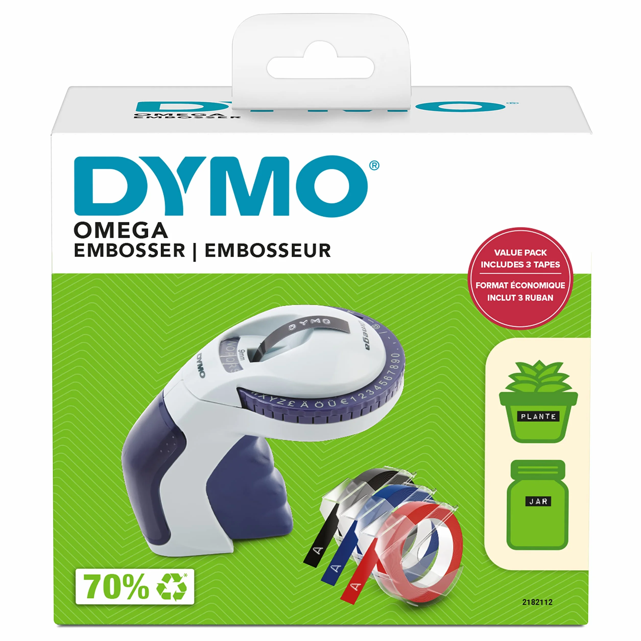 Dymo Omega 2182112 Drukarka Etykiet, Wielokolorowy, ‎6 x 21 x 7,8 cm