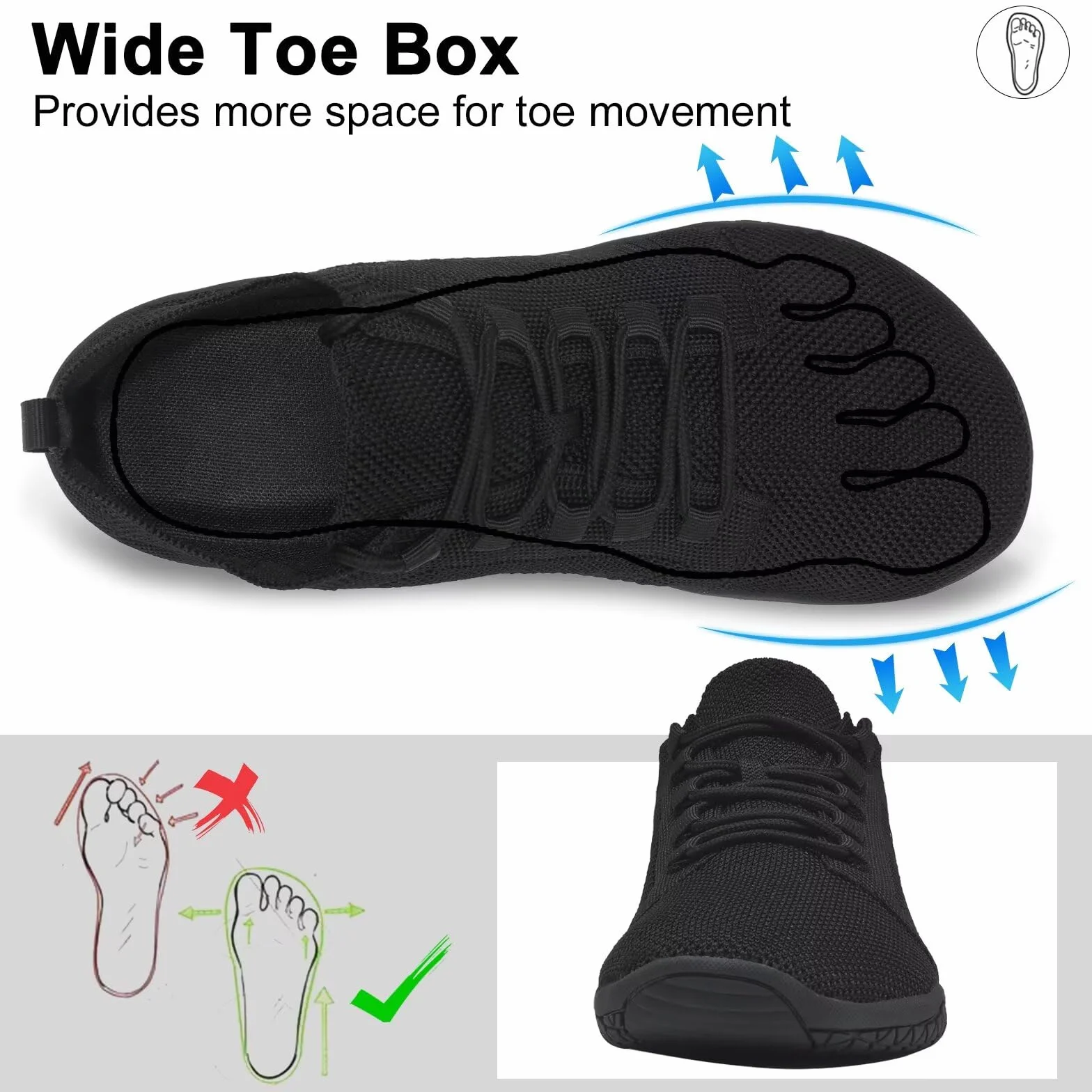 Wizshoe Buty Barefoot Damskie i Męskie Szerokie Minimalistyczne Obuwie do Chodzenia Lekkie Oddychające Elastyczna Podeszwa Wygodne Buty