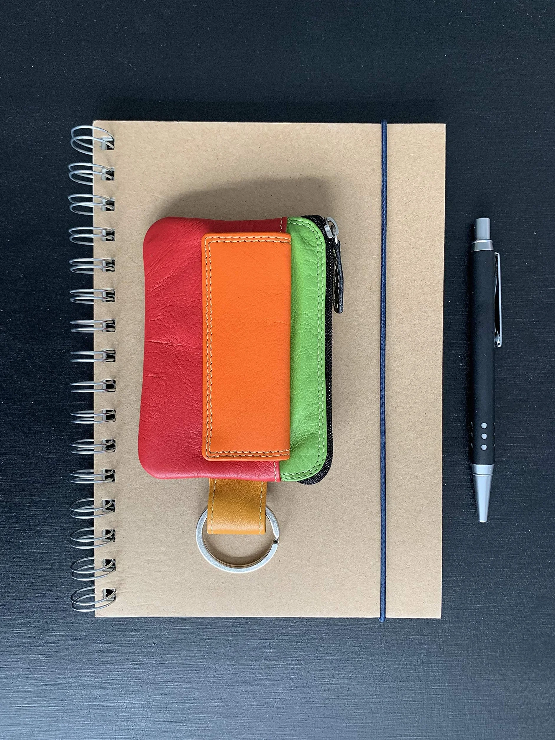 LEAS Damen und Herren mehrfarbige Schlüsseltasche mit Kleingeldfach Echt-Leder, bunt Multicolore-Serie